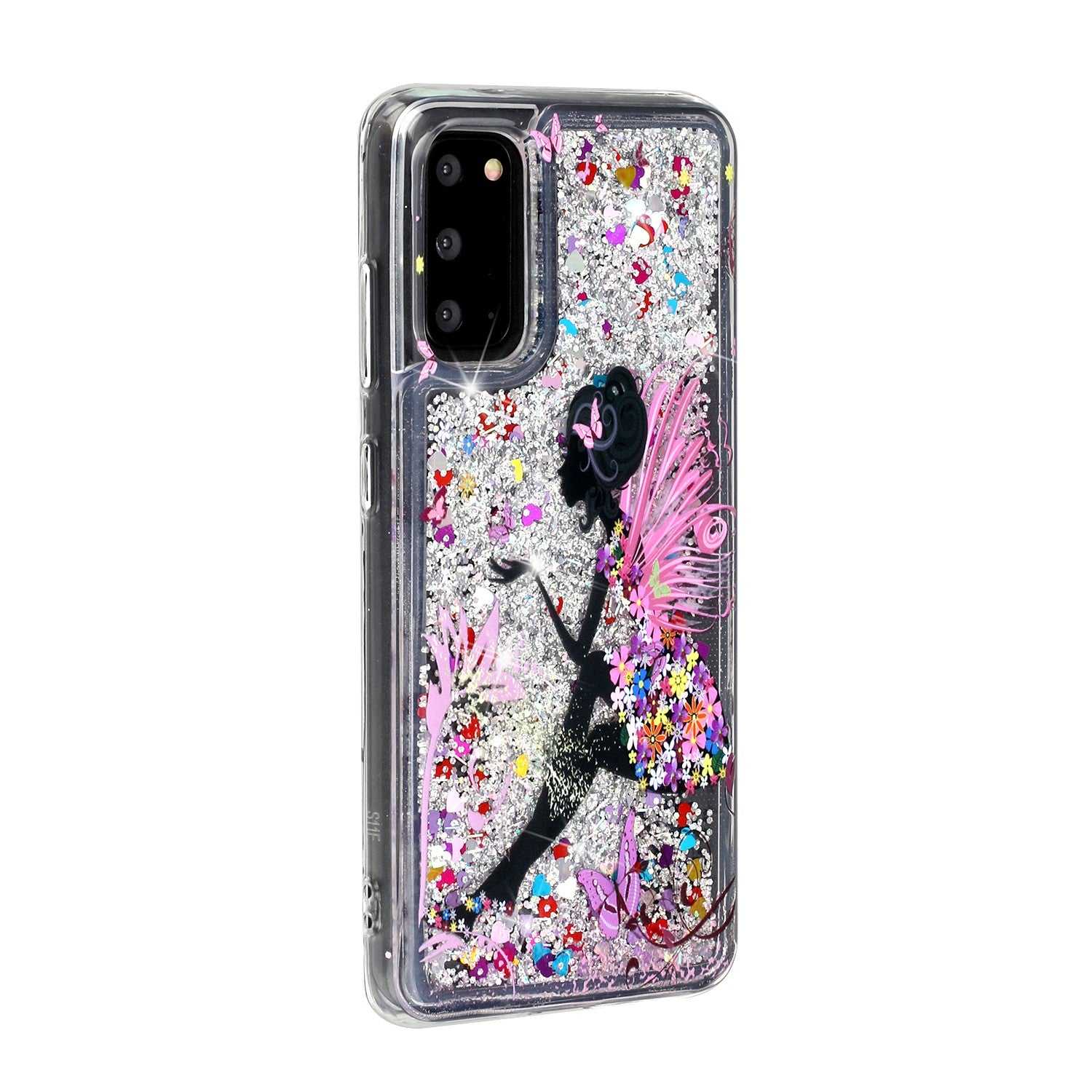 Pattern Printing Glitter Powder Quicksand Cover TPU Case for Samsung Galaxy S20 4G/S20 5G - Girl and Butterfly