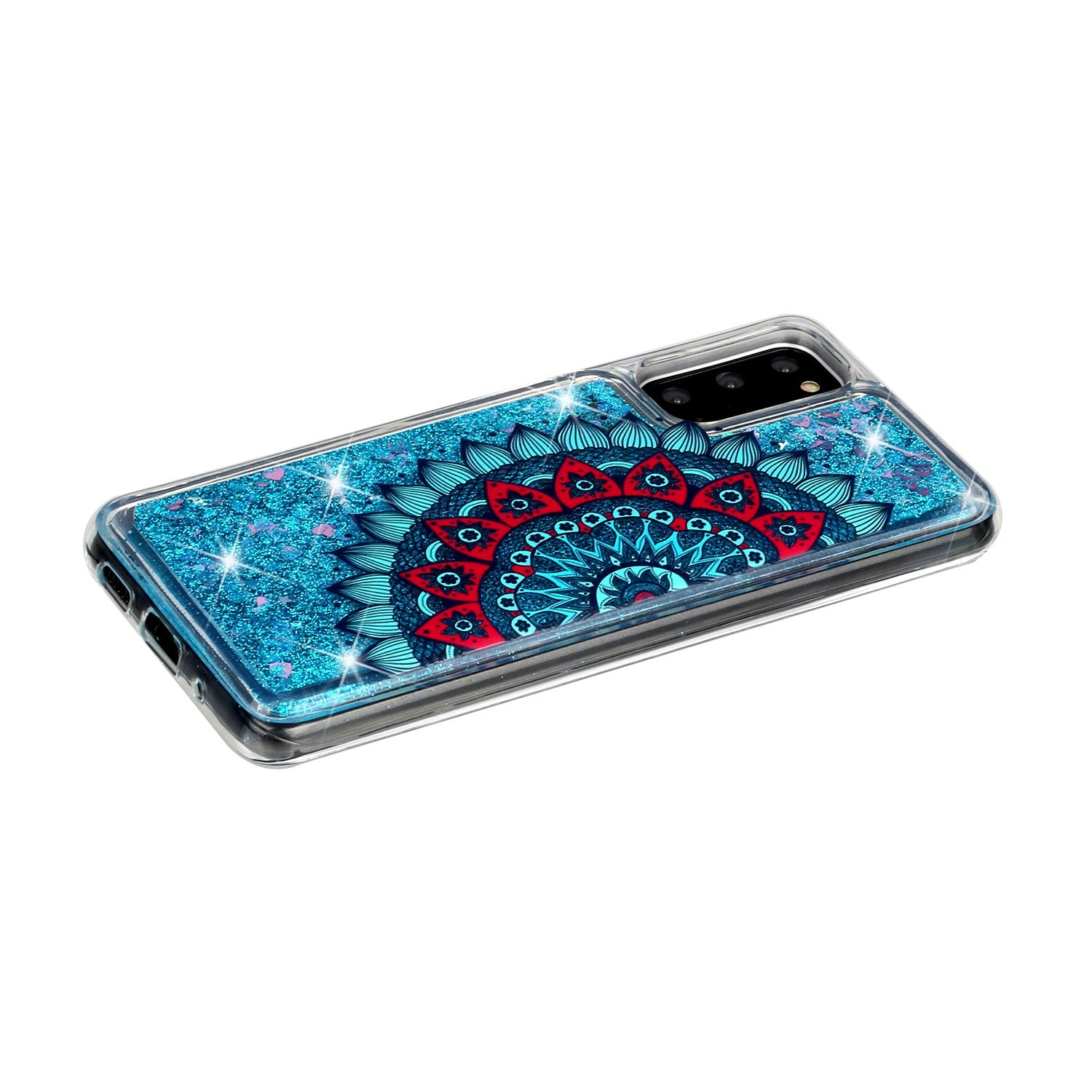 Pattern Printing Glitter Powder Quicksand Cover TPU Case for Samsung Galaxy S20 4G/S20 5G - Malanda Flower