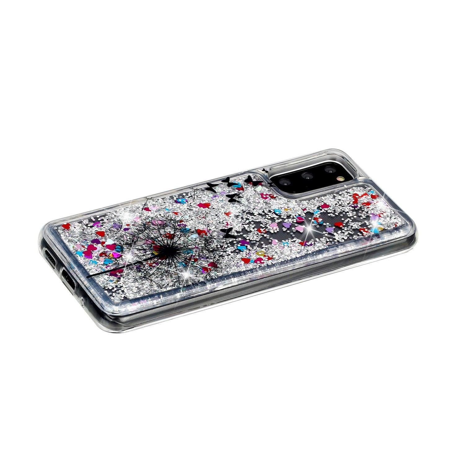 Pattern Printing Glitter Powder Quicksand Cover TPU Case for Samsung Galaxy S20 4G/S20 5G - Dandelion