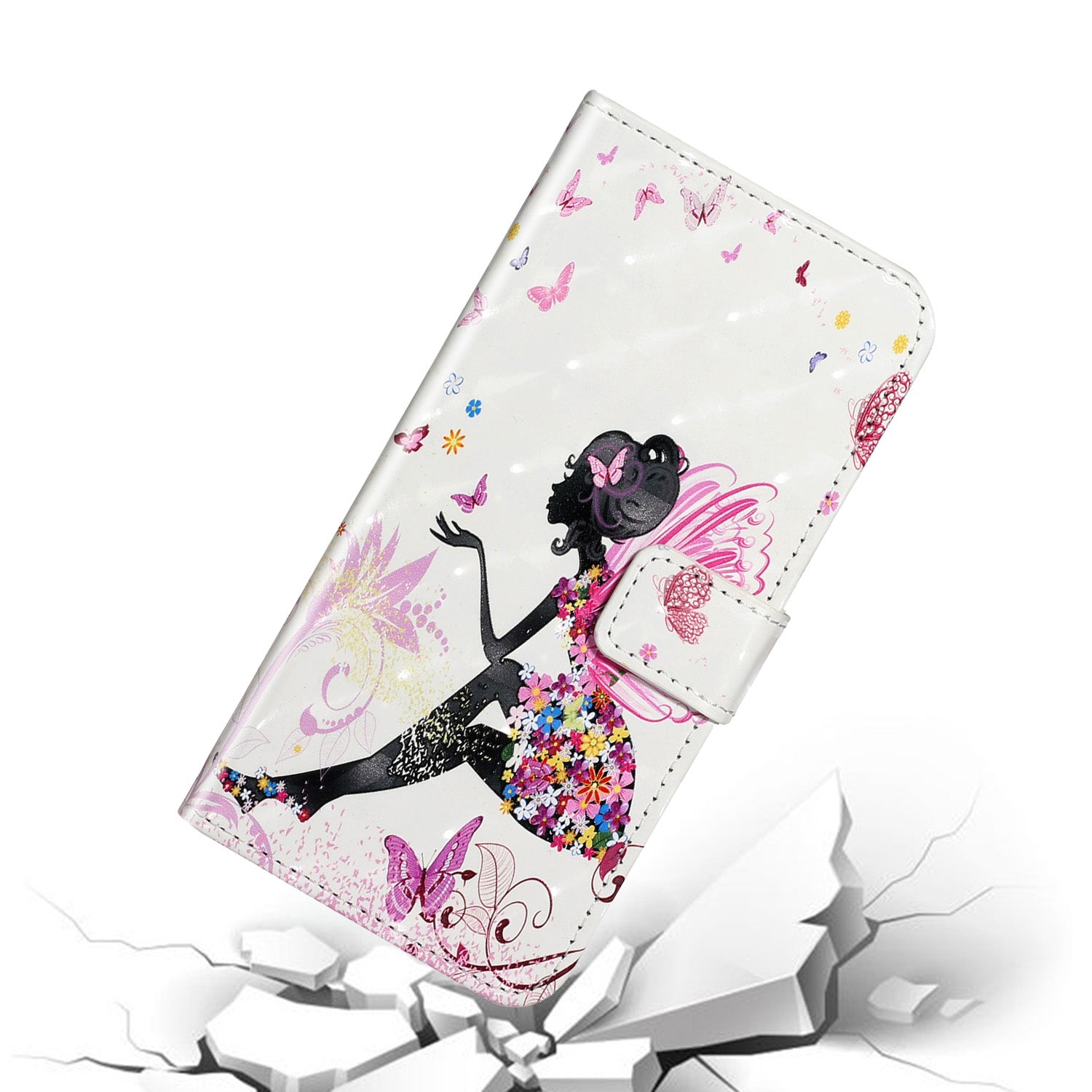 Pattern Printing Light Spot Decor Leather Case Stand Wallet Phone Cover for Samsung Galaxy S20 4G/S20 5G - Beauty