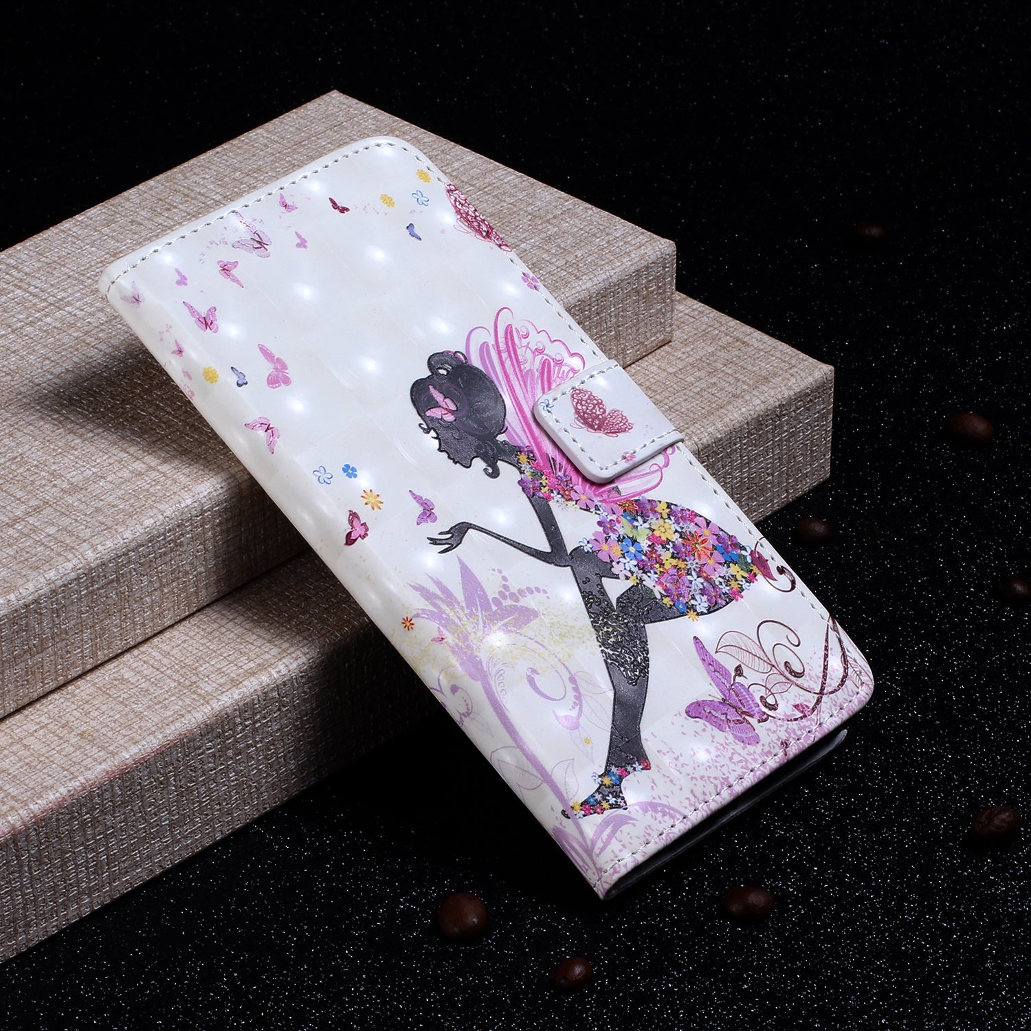 Pattern Printing Light Spot Decor Leather Case Stand Wallet Phone Cover for Samsung Galaxy S20 4G/S20 5G - Beauty