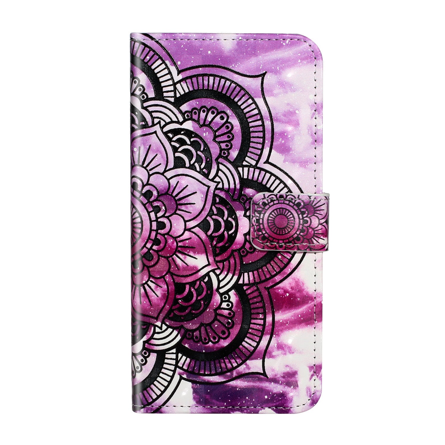 Pattern Printing Light Spot Decor Leather Case Stand Wallet Phone Cover for Samsung Galaxy S20 4G/S20 5G - Flower Pattern