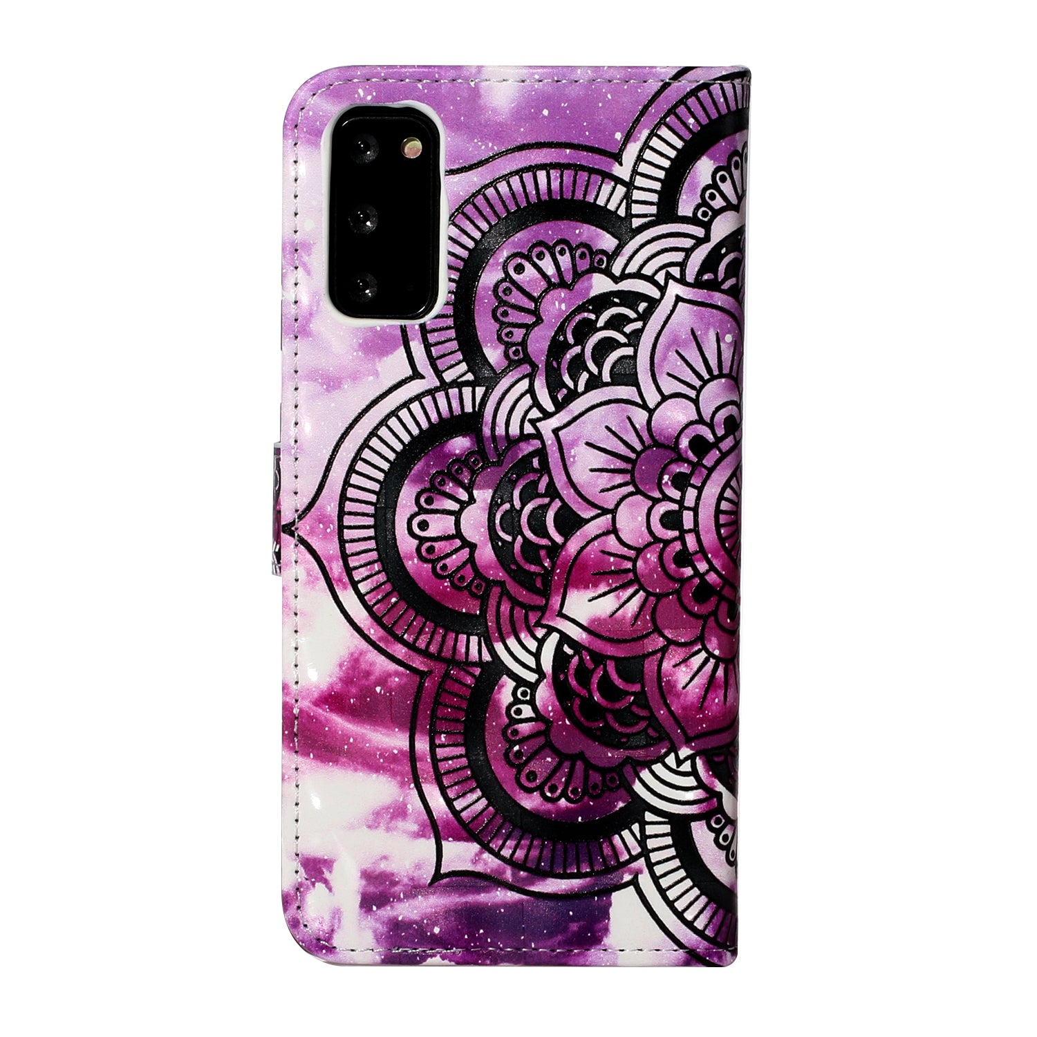 Pattern Printing Light Spot Decor Leather Case Stand Wallet Phone Cover for Samsung Galaxy S20 4G/S20 5G - Flower Pattern