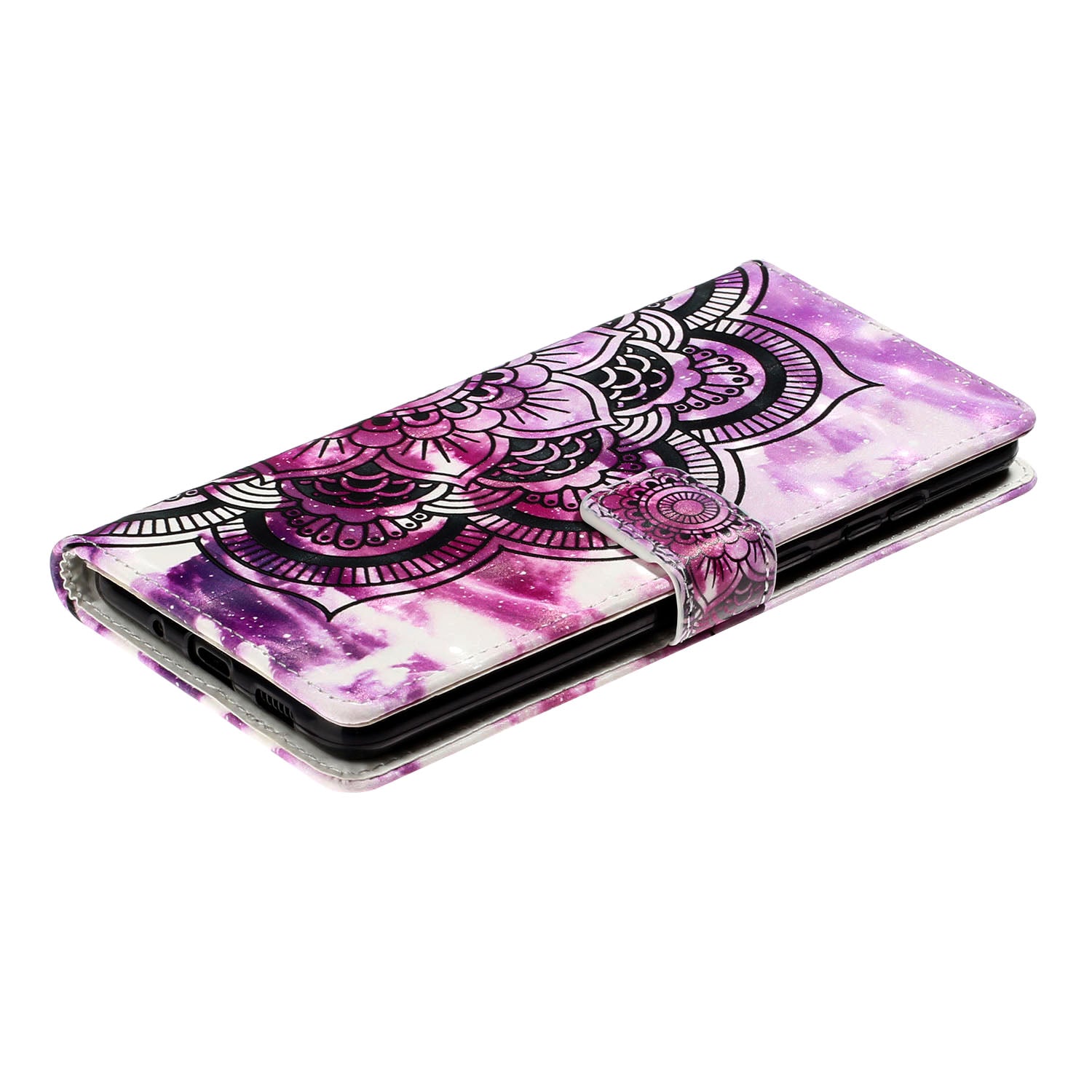 Pattern Printing Light Spot Decor Leather Case Stand Wallet Phone Cover for Samsung Galaxy S20 4G/S20 5G - Flower Pattern