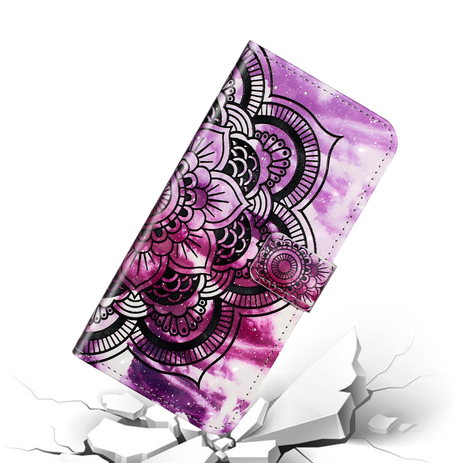 Pattern Printing Light Spot Decor Leather Case Stand Wallet Phone Cover for Samsung Galaxy S20 4G/S20 5G - Flower Pattern