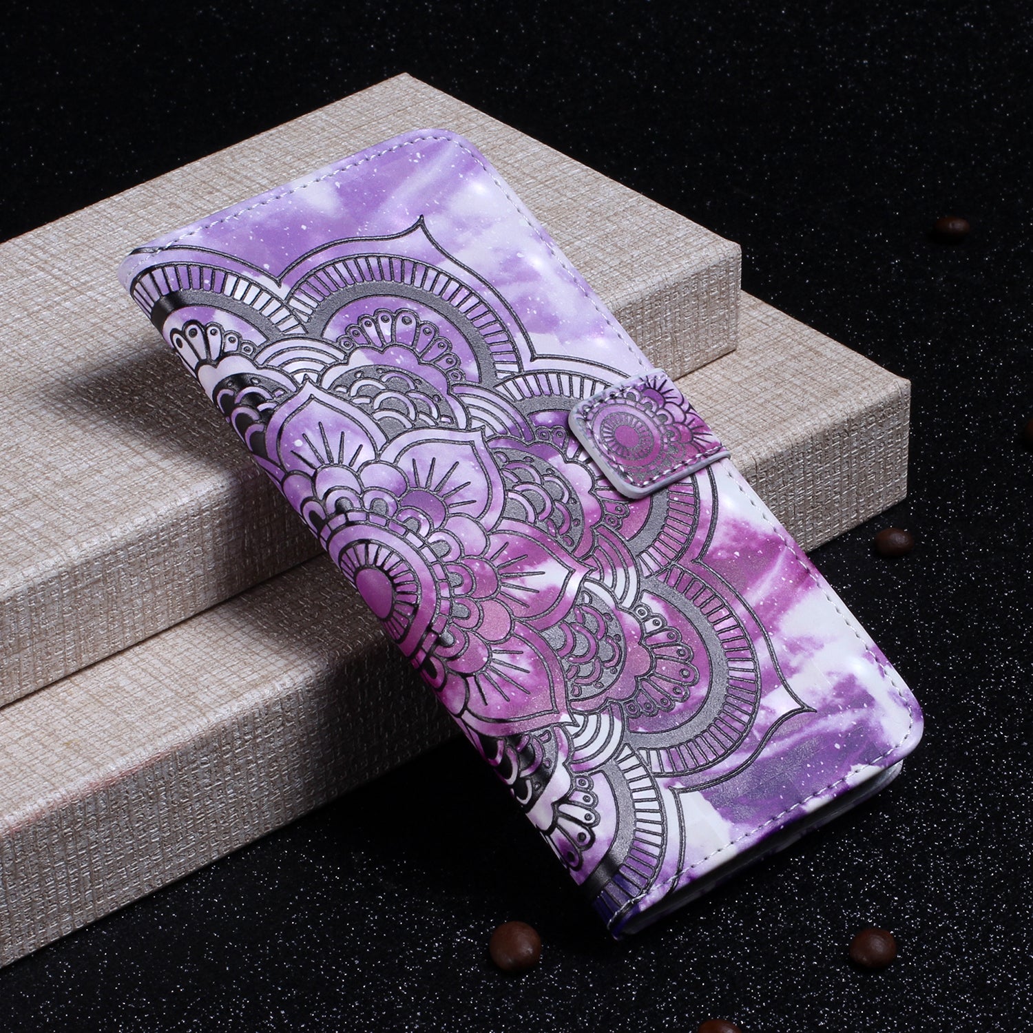 Pattern Printing Light Spot Decor Leather Case Stand Wallet Phone Cover for Samsung Galaxy S20 4G/S20 5G - Flower Pattern