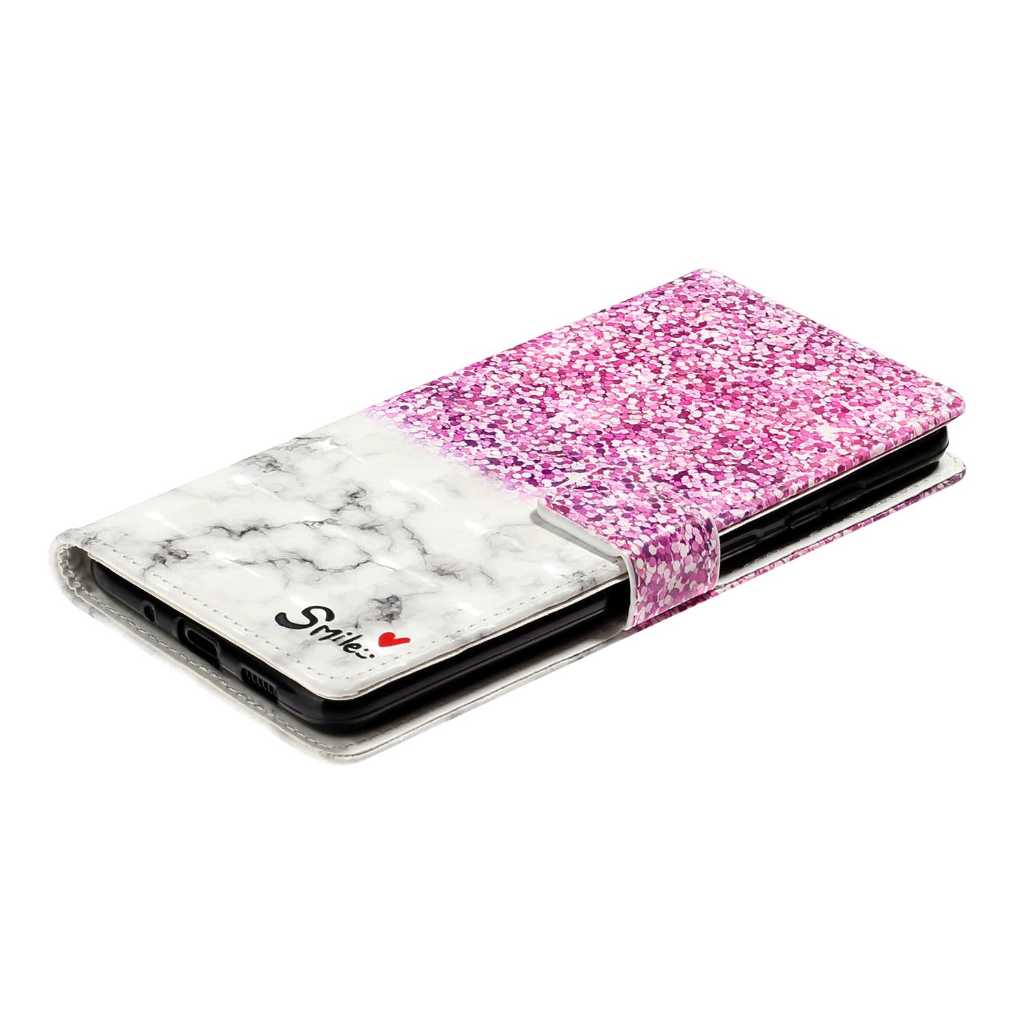 Pattern Printing Light Spot Decor Leather Case Stand Wallet Phone Cover for Samsung Galaxy S20 4G/S20 5G - Rose and White