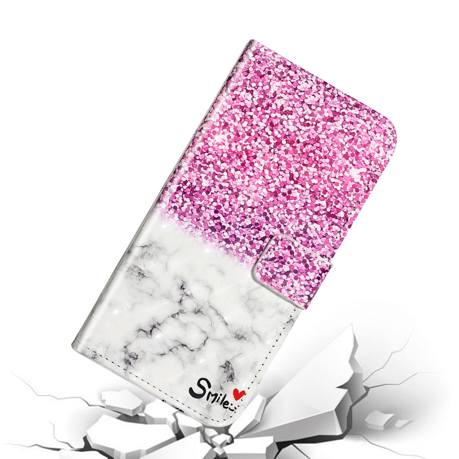 Pattern Printing Light Spot Decor Leather Case Stand Wallet Phone Cover for Samsung Galaxy S20 4G/S20 5G - Rose and White