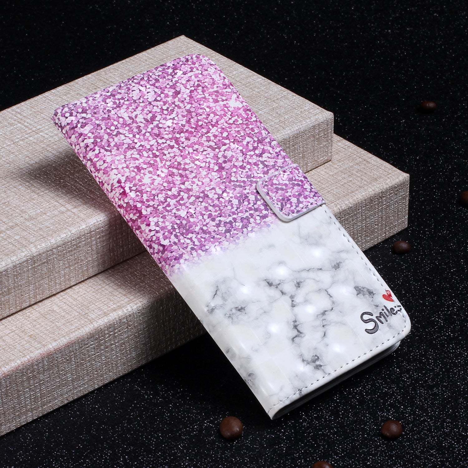 Pattern Printing Light Spot Decor Leather Case Stand Wallet Phone Cover for Samsung Galaxy S20 4G/S20 5G - Rose and White