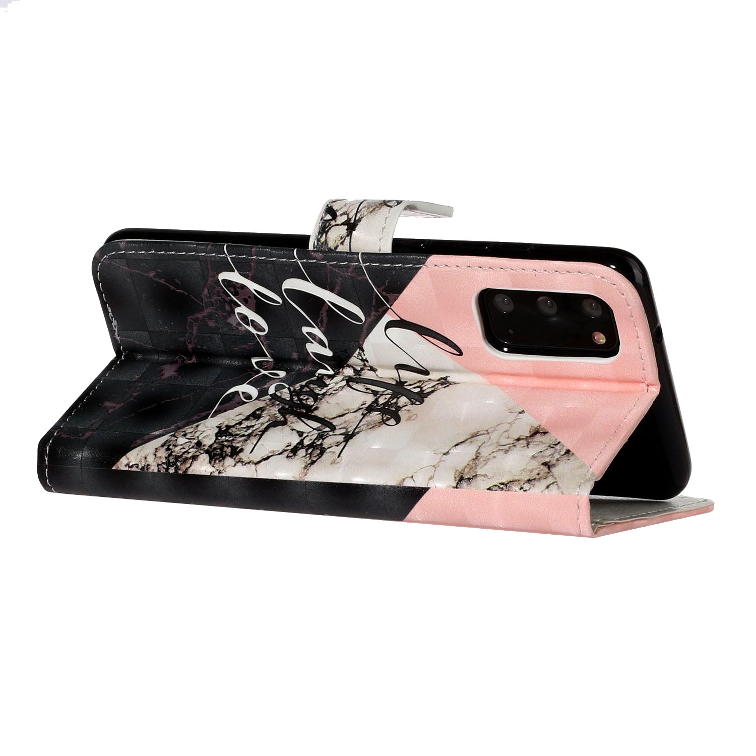 Pattern Printing Light Spot Decor Leather Case Stand Wallet Phone Cover for Samsung Galaxy S20 4G/S20 5G - Love