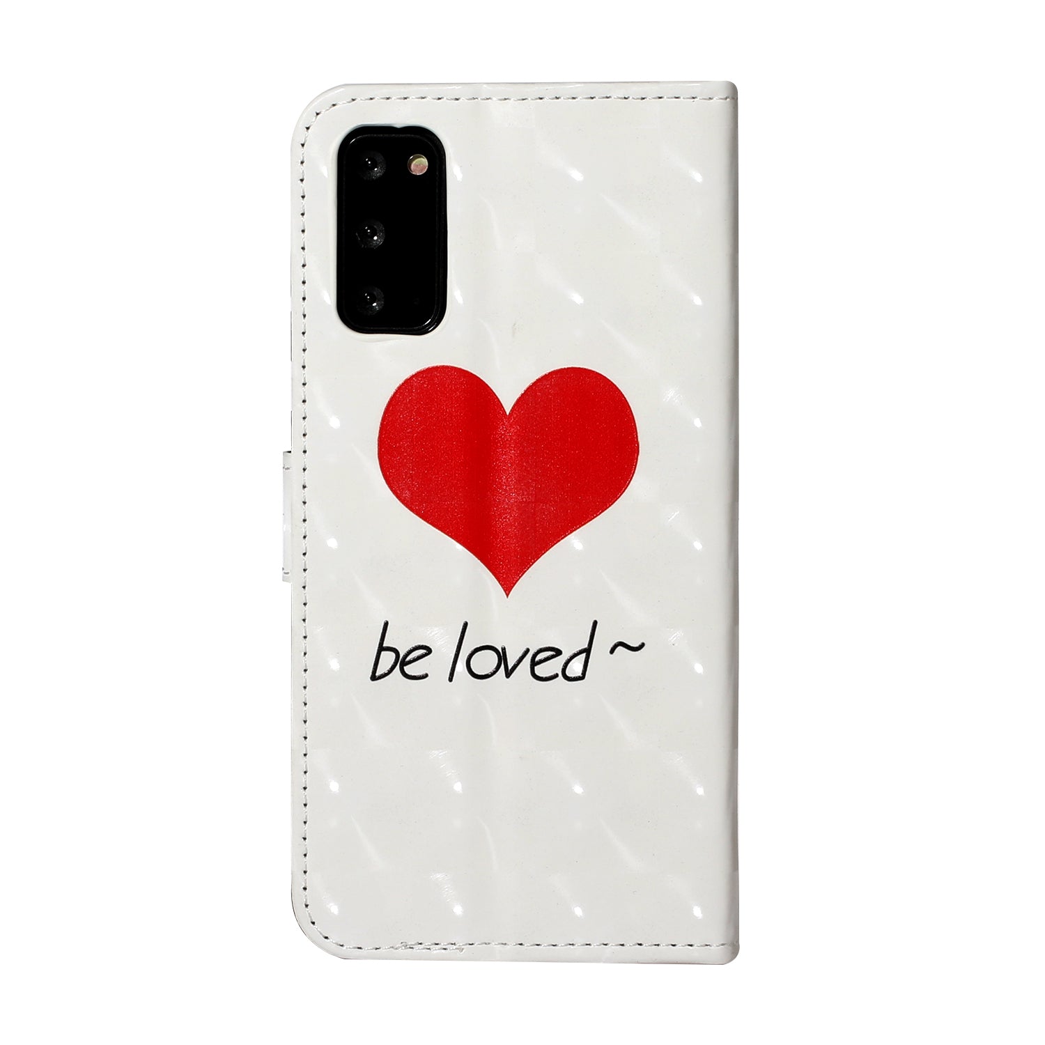 Pattern Printing Light Spot Decor Leather Case Stand Wallet Phone Cover for Samsung Galaxy S20 4G/S20 5G - Heart