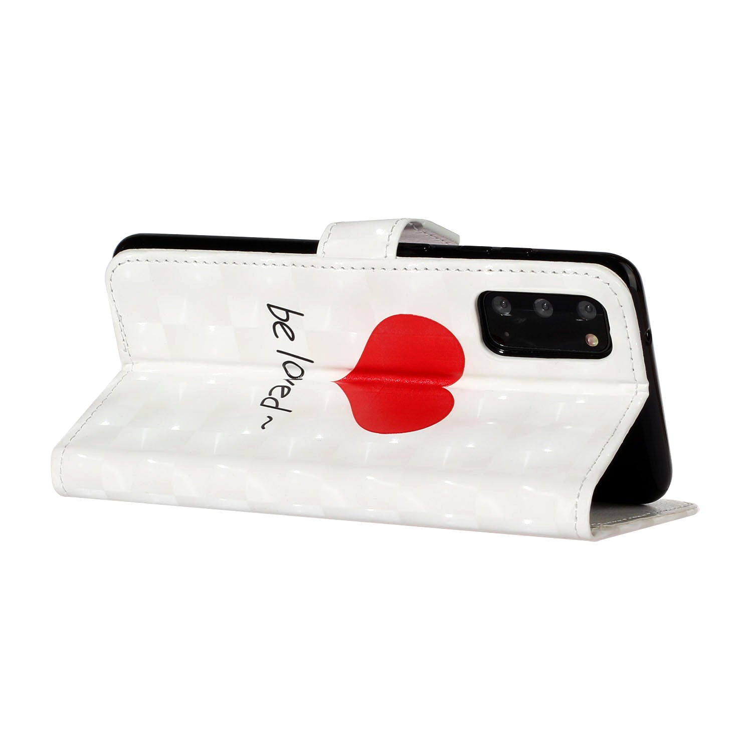 Pattern Printing Light Spot Decor Leather Case Stand Wallet Phone Cover for Samsung Galaxy S20 4G/S20 5G - Heart