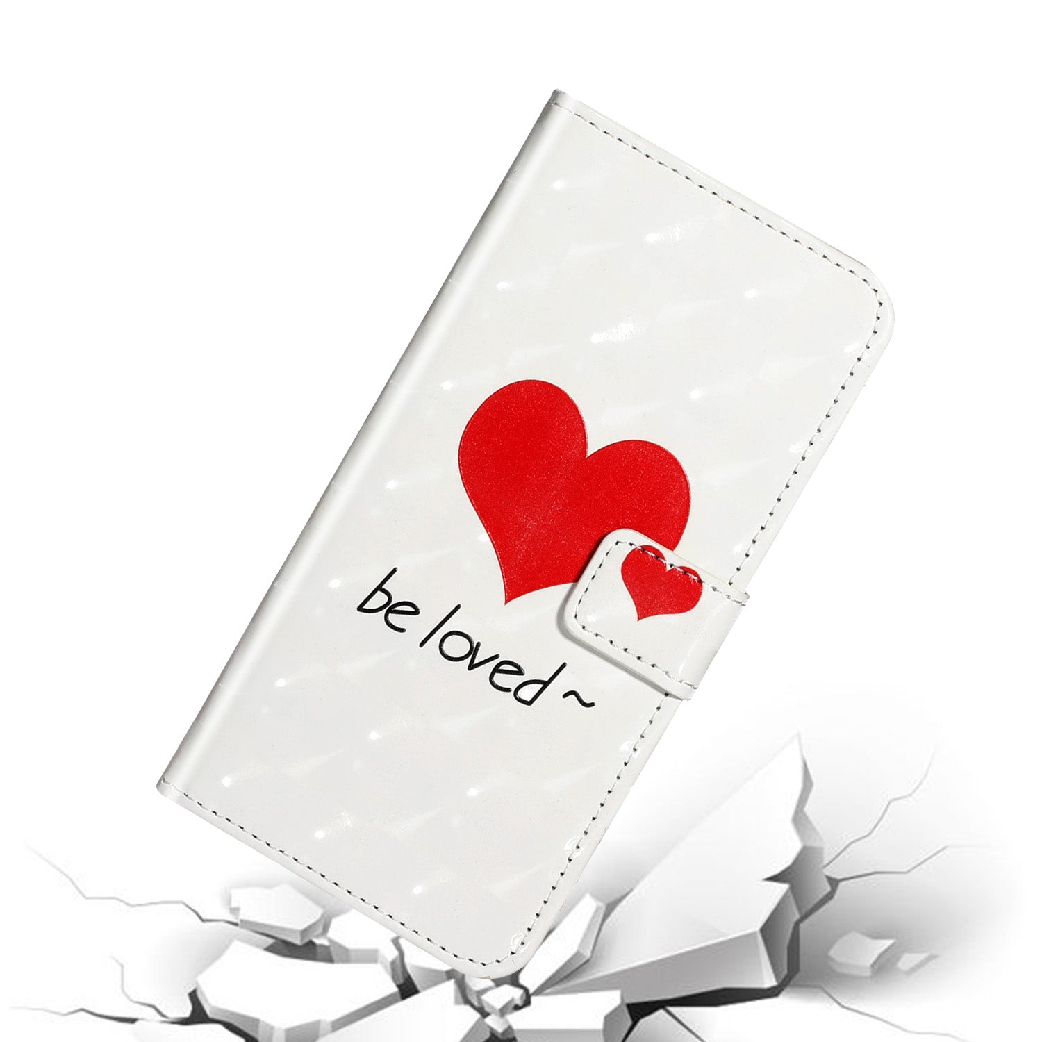 Pattern Printing Light Spot Decor Leather Case Stand Wallet Phone Cover for Samsung Galaxy S20 4G/S20 5G - Heart