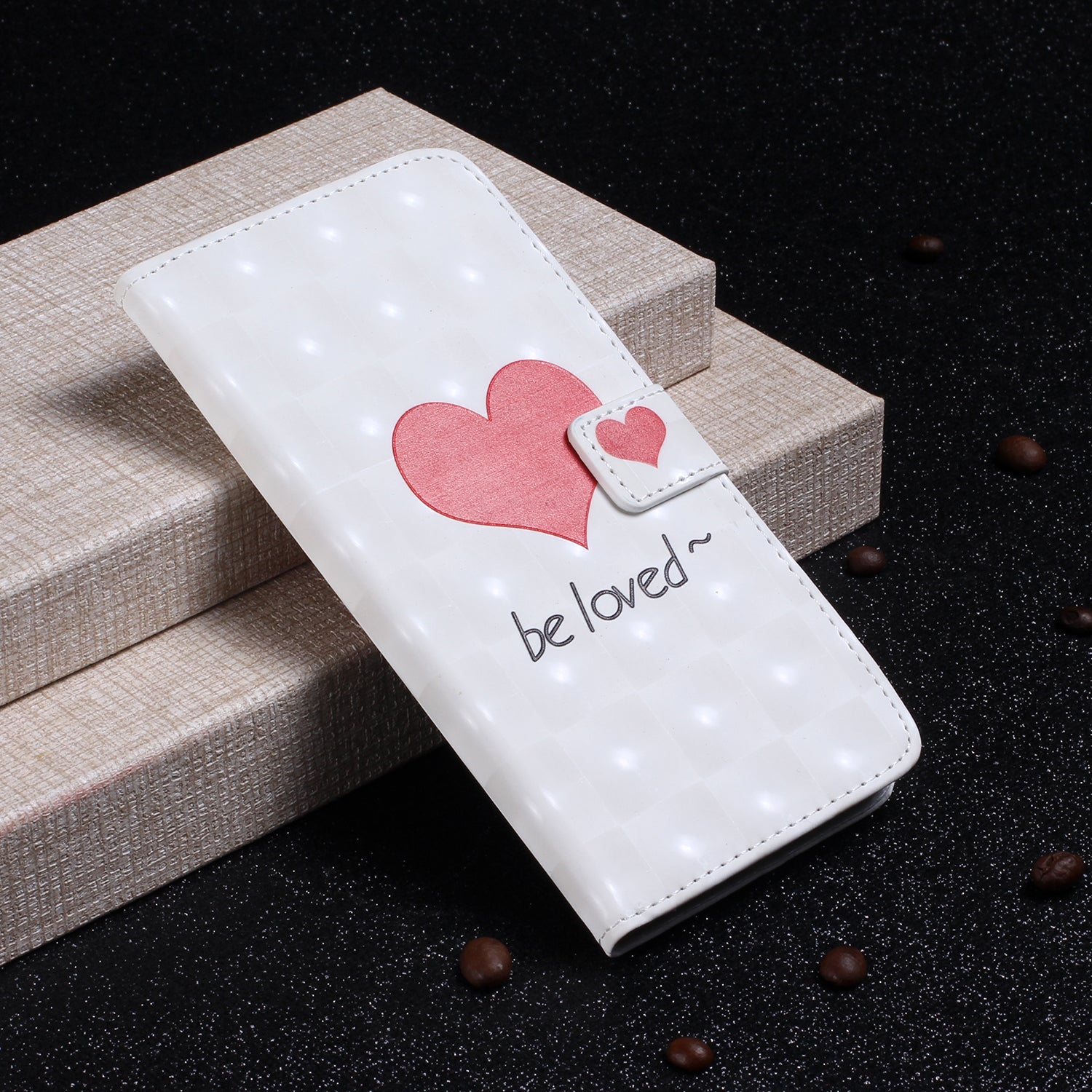 Pattern Printing Light Spot Decor Leather Case Stand Wallet Phone Cover for Samsung Galaxy S20 4G/S20 5G - Heart