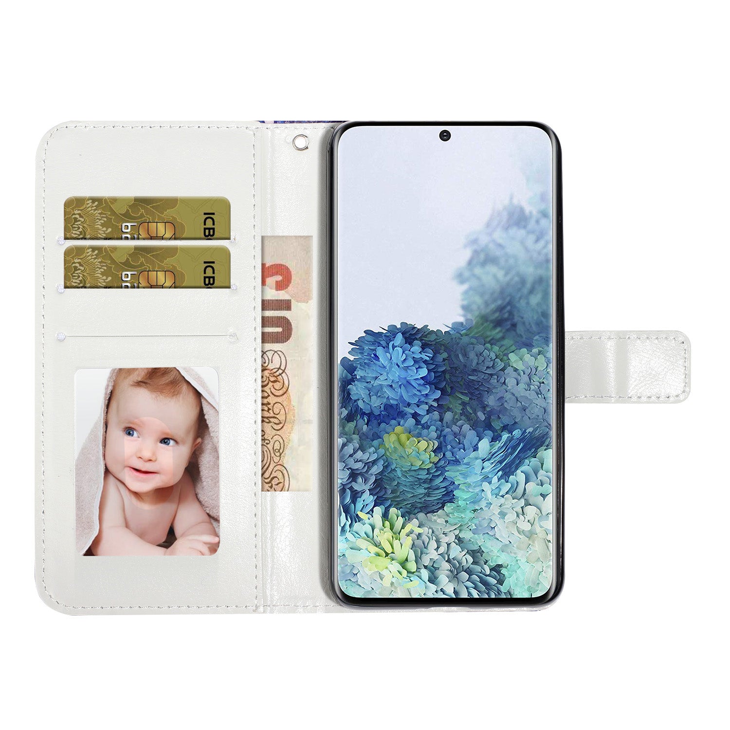 Pattern Printing Light Spot Decor Leather Case Stand Wallet Phone Cover for Samsung Galaxy S20 Ultra - Beauty