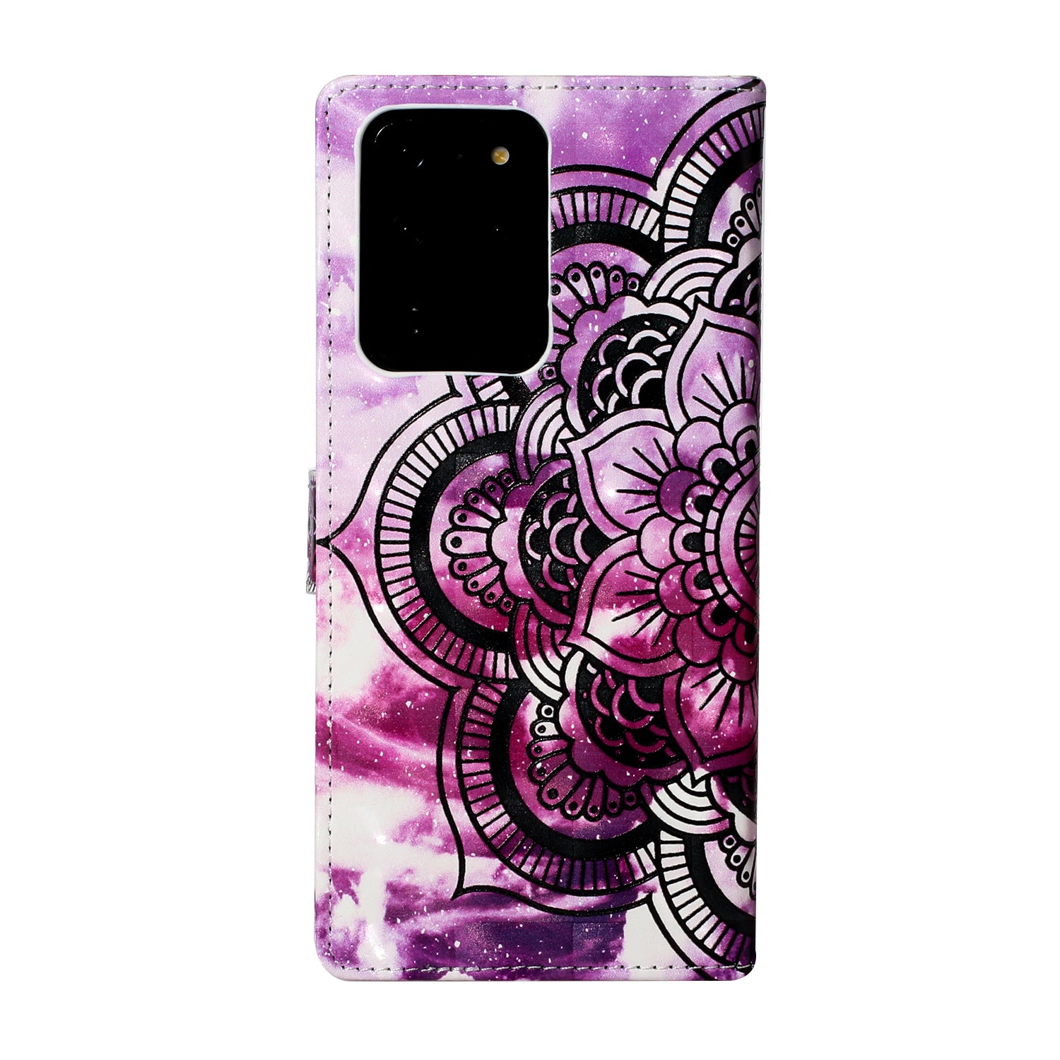 Pattern Printing Light Spot Decor Leather Case Stand Wallet Phone Cover for Samsung Galaxy S20 Ultra - Flower Pattern