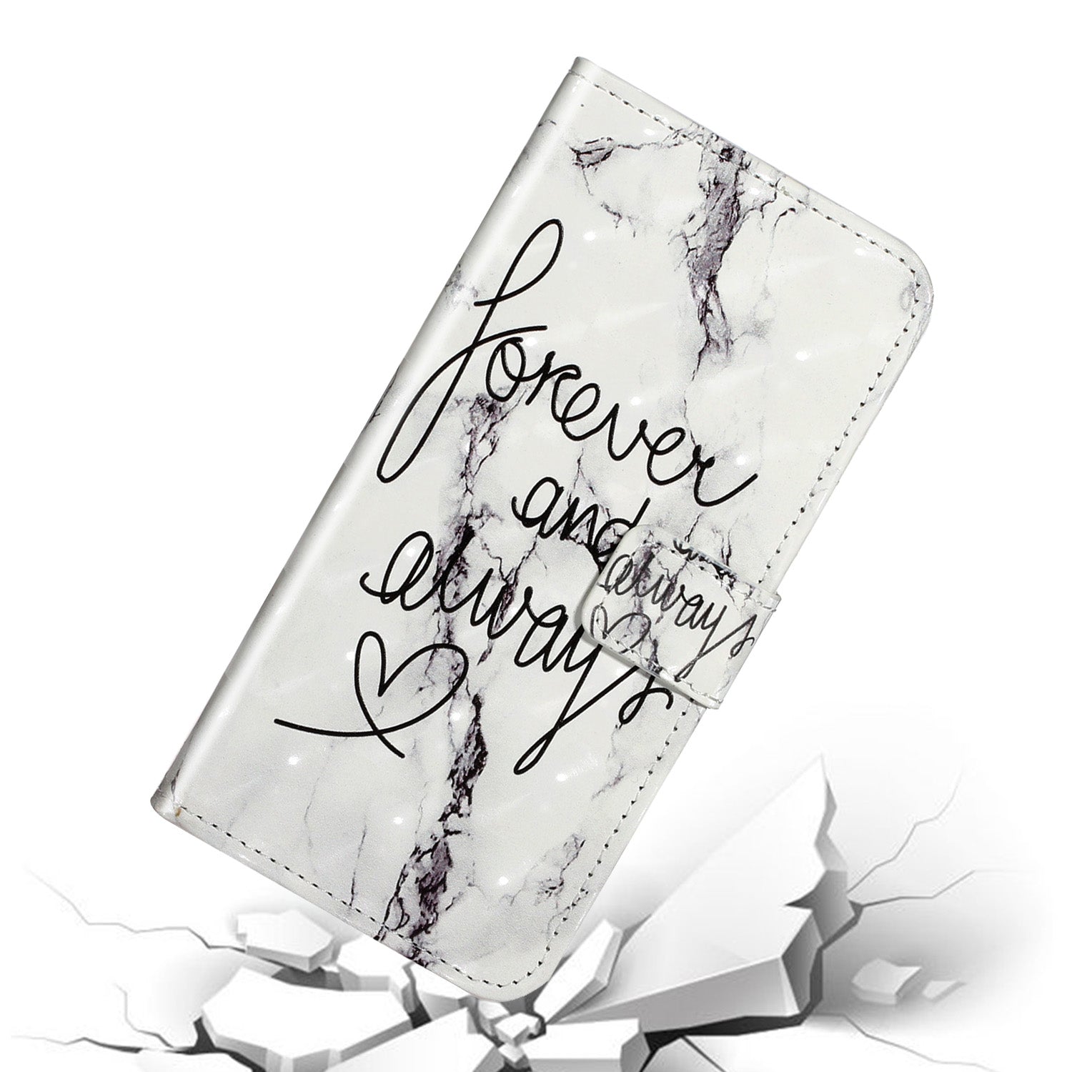 Pattern Printing Light Spot Decor Leather Case Stand Wallet Phone Cover for Samsung Galaxy S20 Ultra - Forever and Always