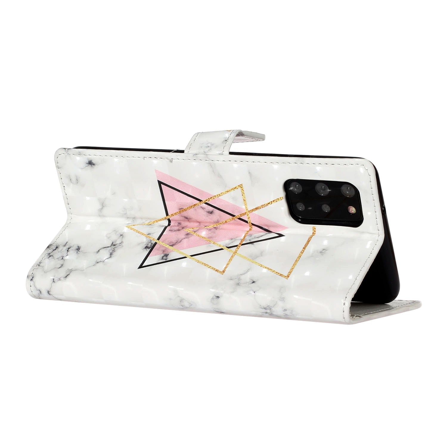 Pattern Printing Light Spot Decor Leather Case Stand Wallet Phone Cover for Samsung Galaxy S20 Plus / S20 Plus 5G - Triangle