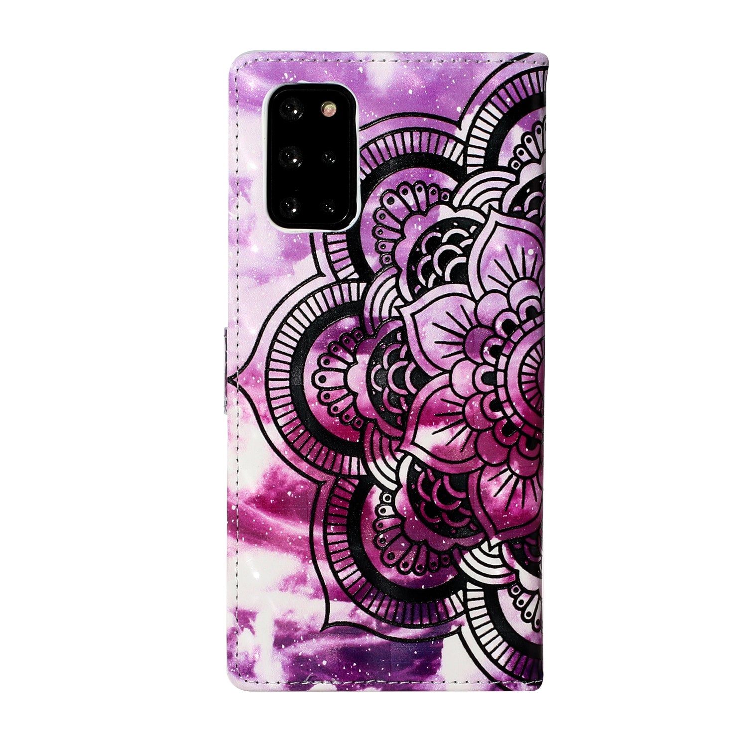 Pattern Printing Light Spot Decor Leather Case Stand Wallet Phone Cover for Samsung Galaxy S20 Plus / S20 Plus 5G - Flower Pattern