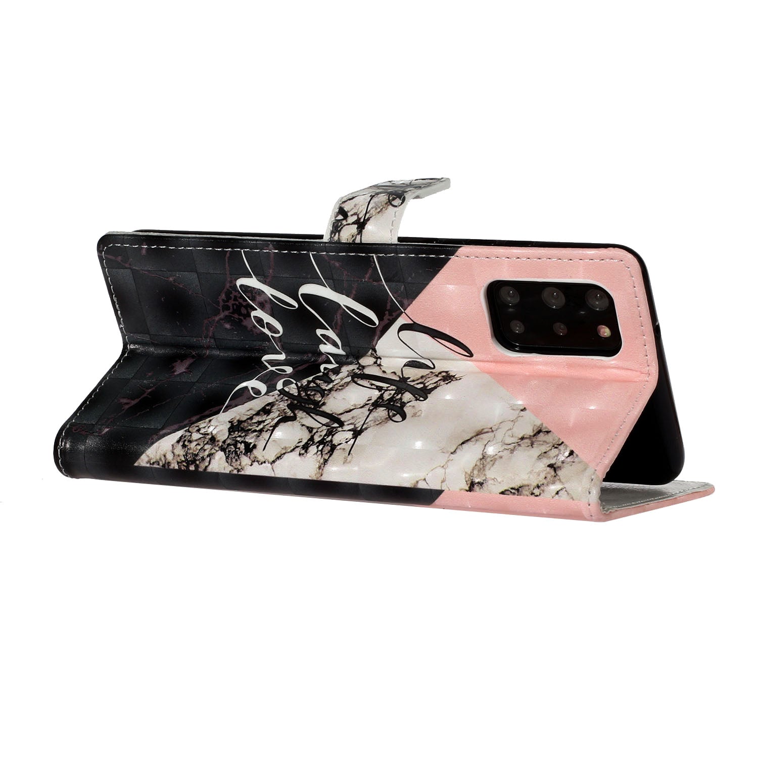 Pattern Printing Light Spot Decor Leather Case Stand Wallet Phone Cover for Samsung Galaxy S20 Plus / S20 Plus 5G - Love