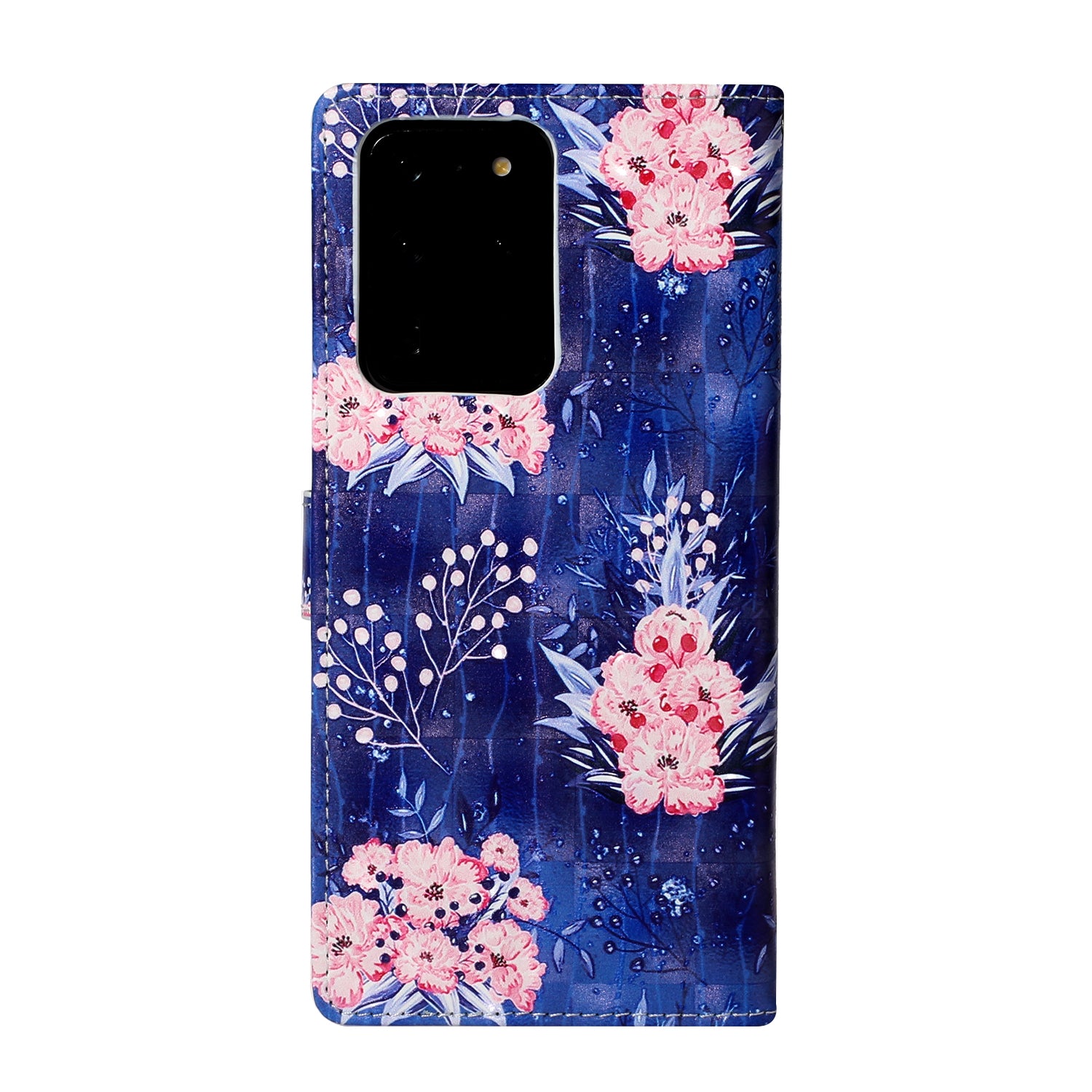 Pattern Printing Light Spot Decor Leather Case Stand Wallet Phone Cover for Samsung Galaxy S20 Ultra - Beautiful Flower