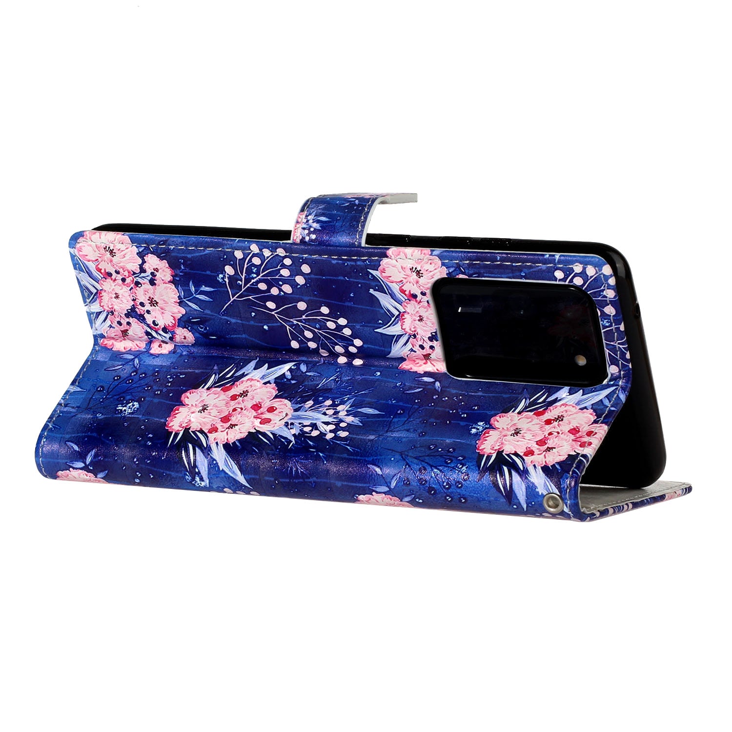 Pattern Printing Light Spot Decor Leather Case Stand Wallet Phone Cover for Samsung Galaxy S20 Ultra - Beautiful Flower