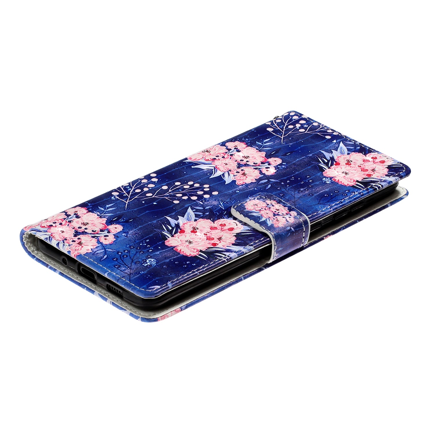 Pattern Printing Light Spot Decor Leather Case Stand Wallet Phone Cover for Samsung Galaxy S20 Ultra - Beautiful Flower