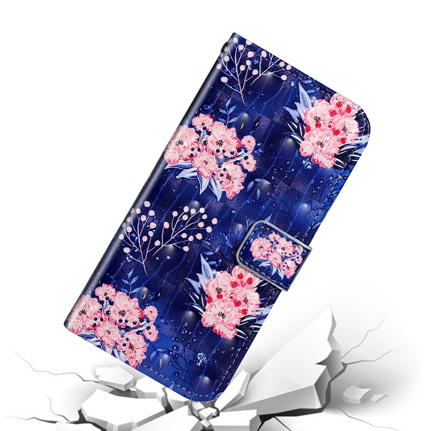 Pattern Printing Light Spot Decor Leather Case Stand Wallet Phone Cover for Samsung Galaxy S20 Ultra - Beautiful Flower