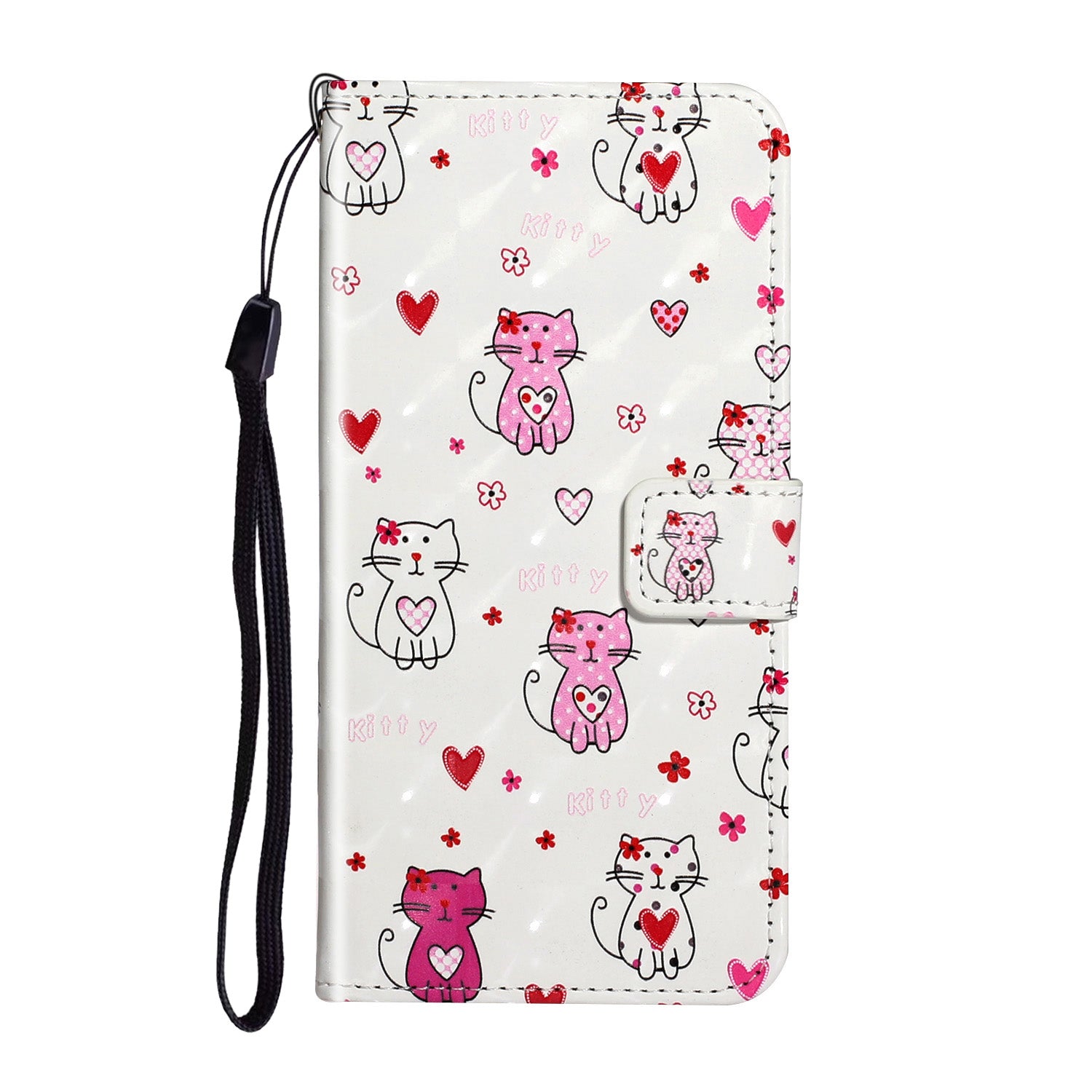 Pattern Printing Light Spot Decor Leather Case Stand Wallet Phone Cover for Samsung Galaxy S20 Ultra - Cat