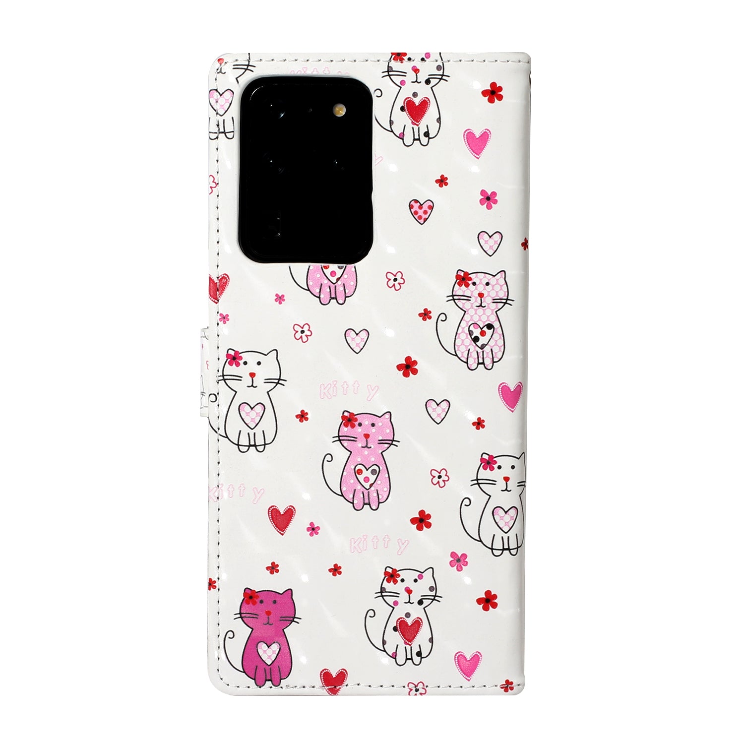 Pattern Printing Light Spot Decor Leather Case Stand Wallet Phone Cover for Samsung Galaxy S20 Ultra - Cat