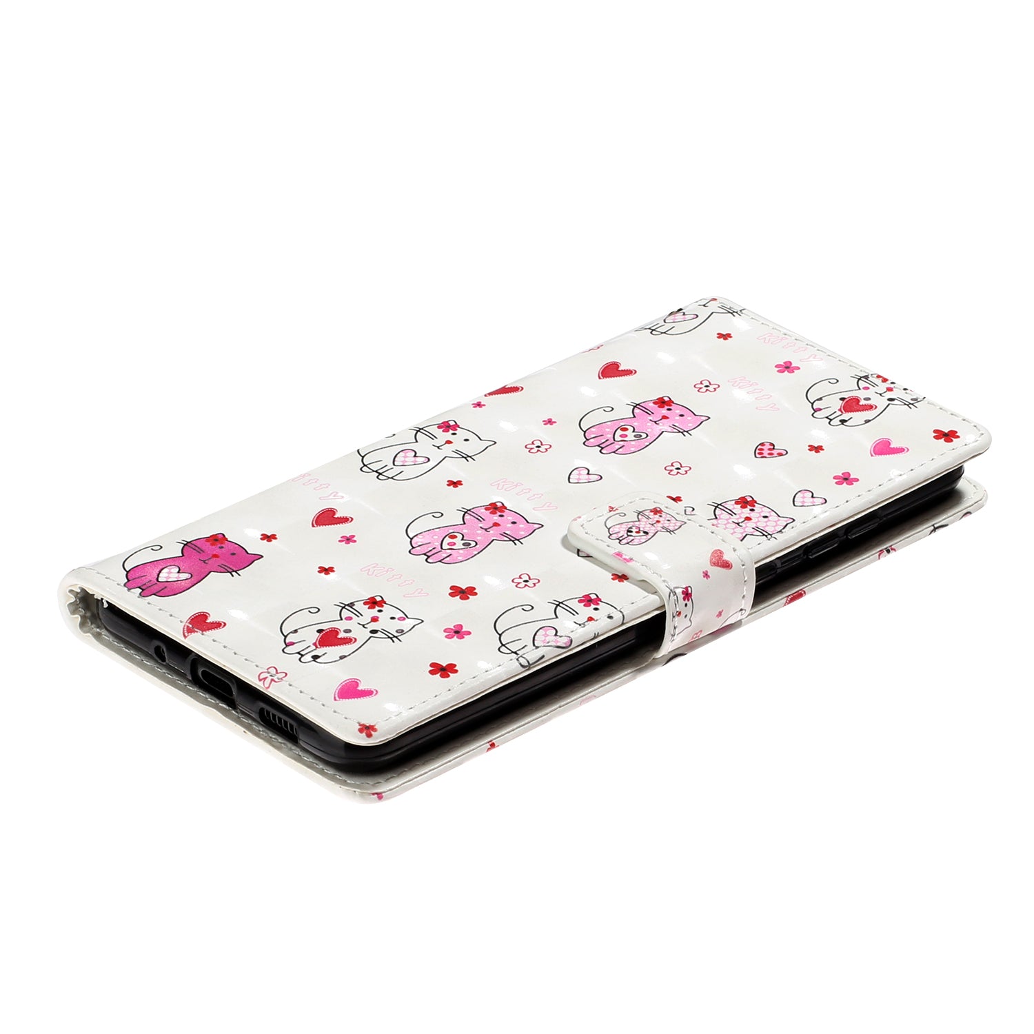 Pattern Printing Light Spot Decor Leather Case Stand Wallet Phone Cover for Samsung Galaxy S20 Ultra - Cat