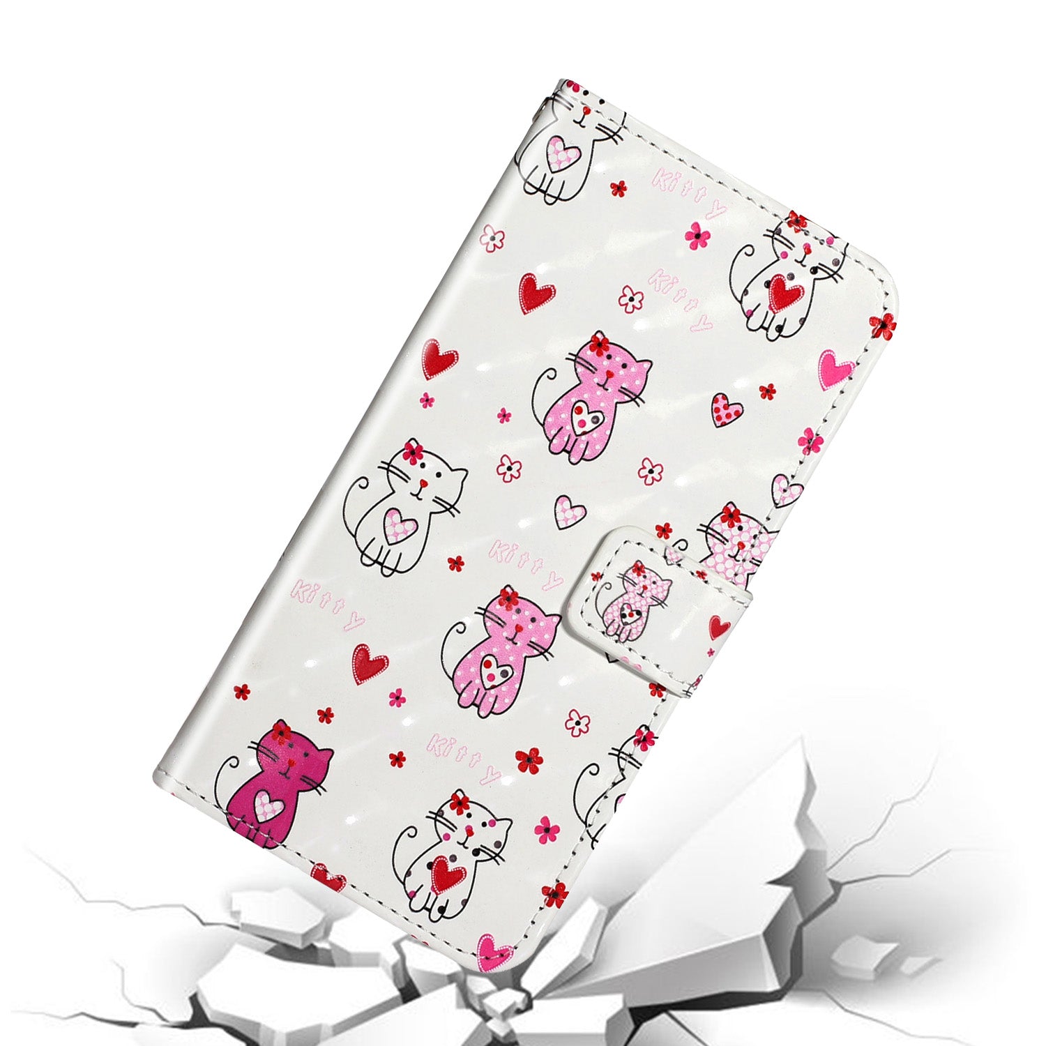 Pattern Printing Light Spot Decor Leather Case Stand Wallet Phone Cover for Samsung Galaxy S20 Ultra - Cat