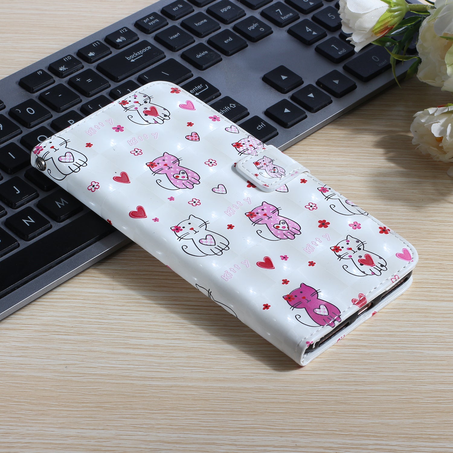 Pattern Printing Light Spot Decor Leather Case Stand Wallet Phone Cover for Samsung Galaxy S20 Ultra - Cat