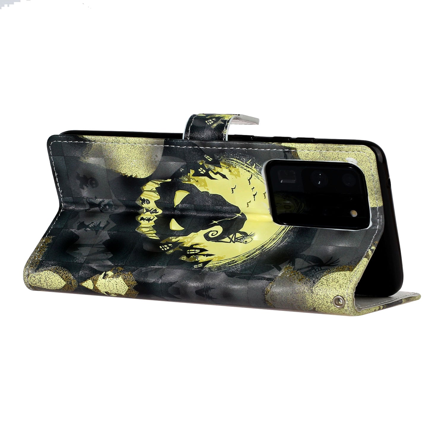 Pattern Printing Light Spot Decor Leather Case Stand Wallet Phone Cover for Samsung Galaxy S20 Ultra - Weird Pattern