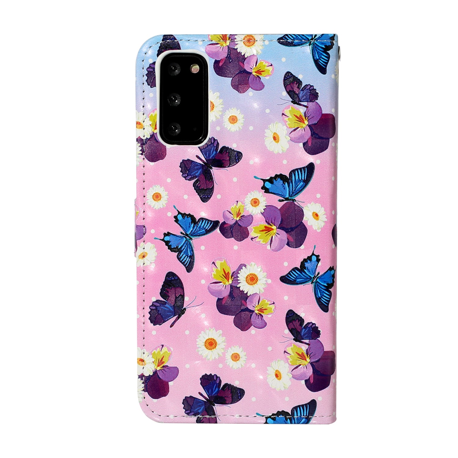 Pattern Printing Light Spot Decor Leather Case Stand Wallet Phone Cover for Samsung Galaxy S20 4G/S20 5G - Butterfly