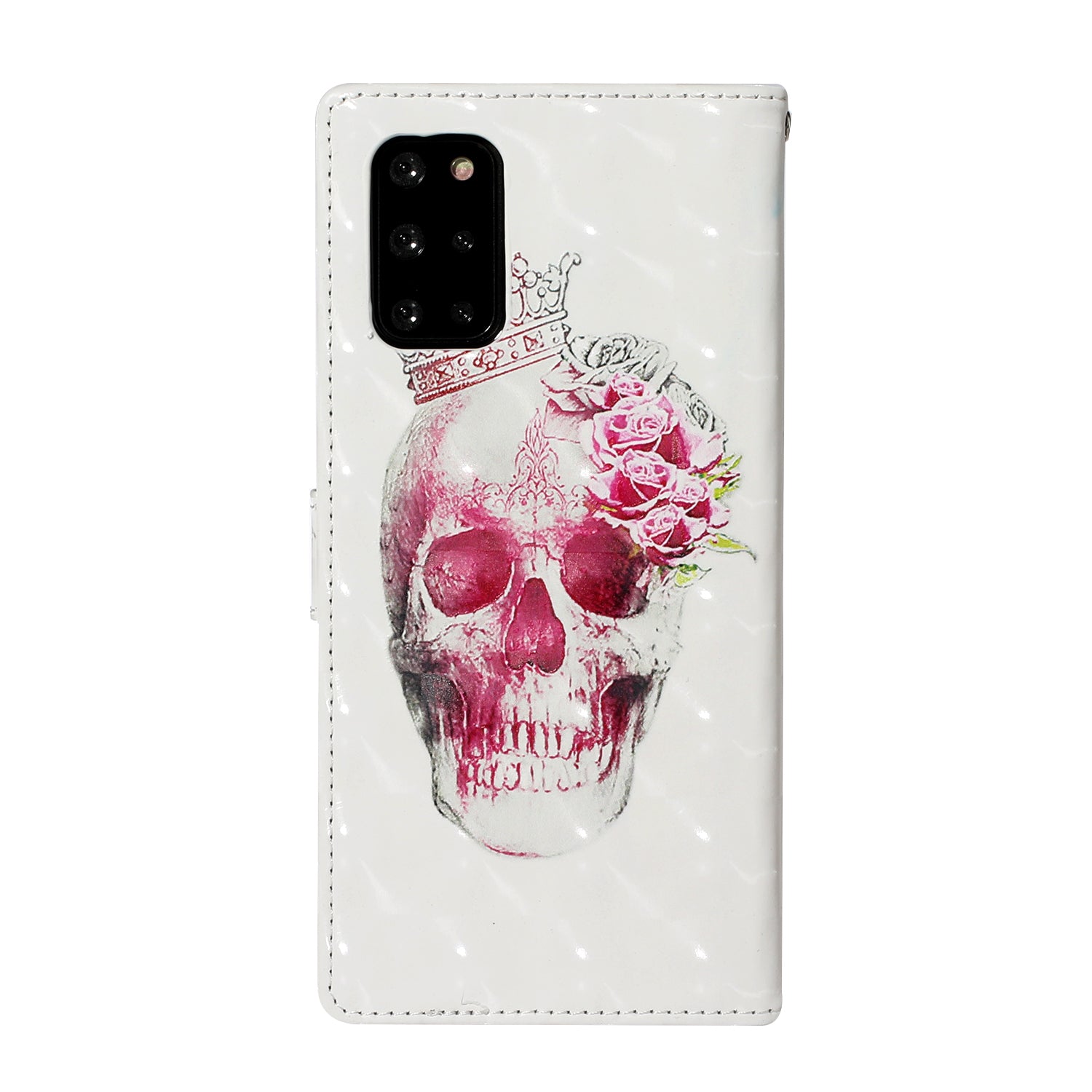 Pattern Printing Light Spot Decor Leather Case Stand Wallet Phone Cover for Samsung Galaxy S20 Plus / S20 Plus 5G - Flower Skull