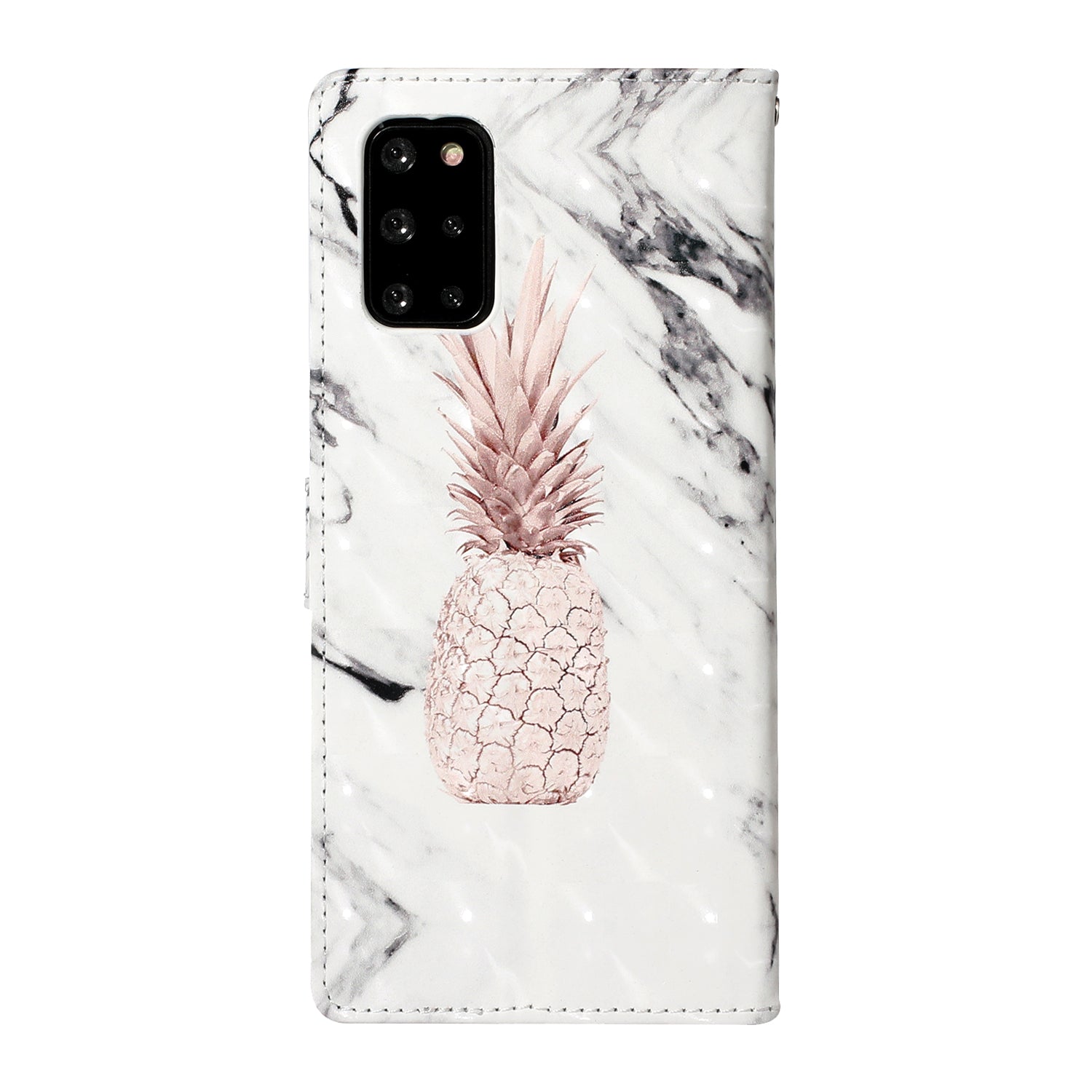 Pattern Printing Light Spot Decor Leather Case Stand Wallet Phone Cover for Samsung Galaxy S20 Plus / S20 Plus 5G - Pineapple