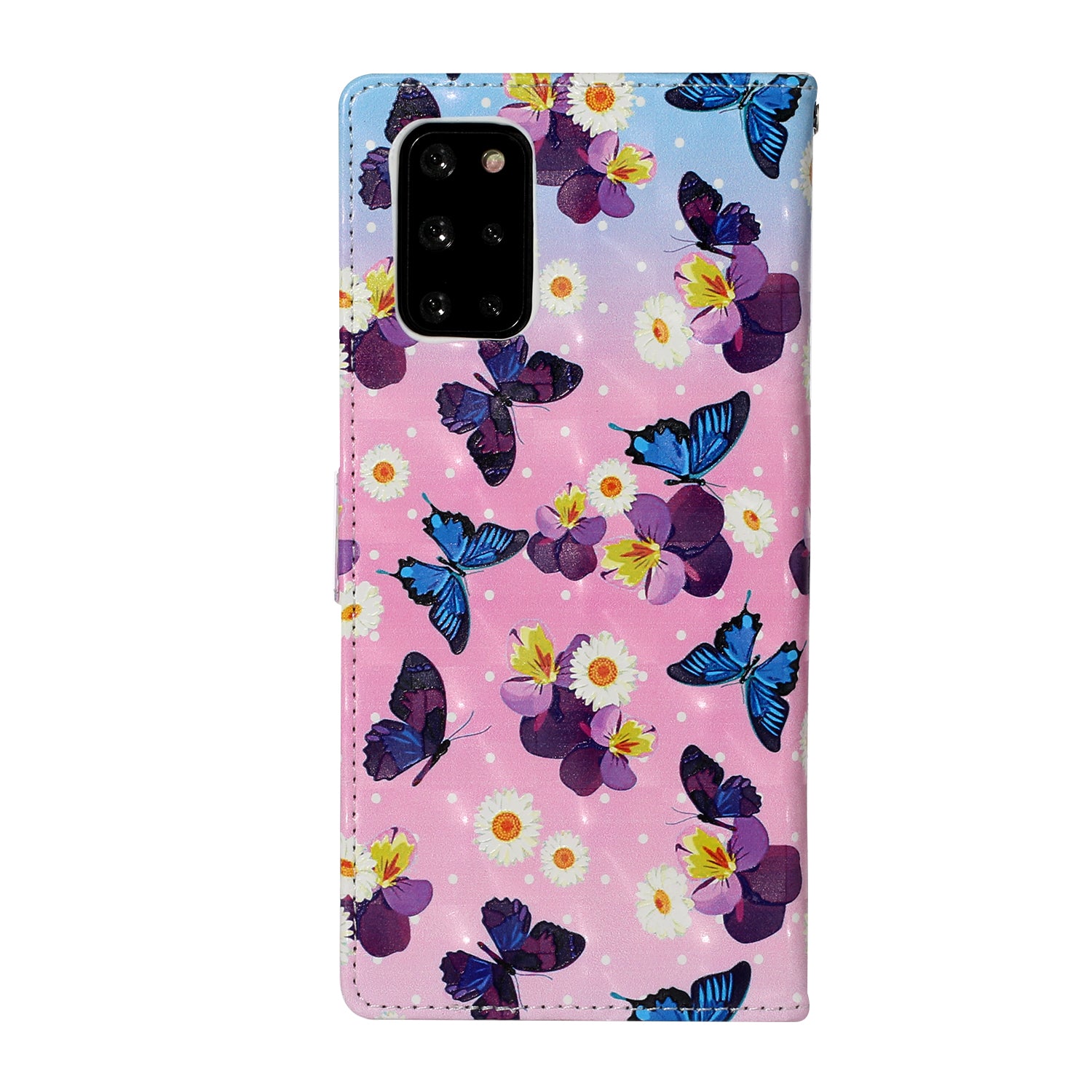 Pattern Printing Light Spot Decor Leather Case Stand Wallet Phone Cover for Samsung Galaxy S20 Plus / S20 Plus 5G - Butterfly