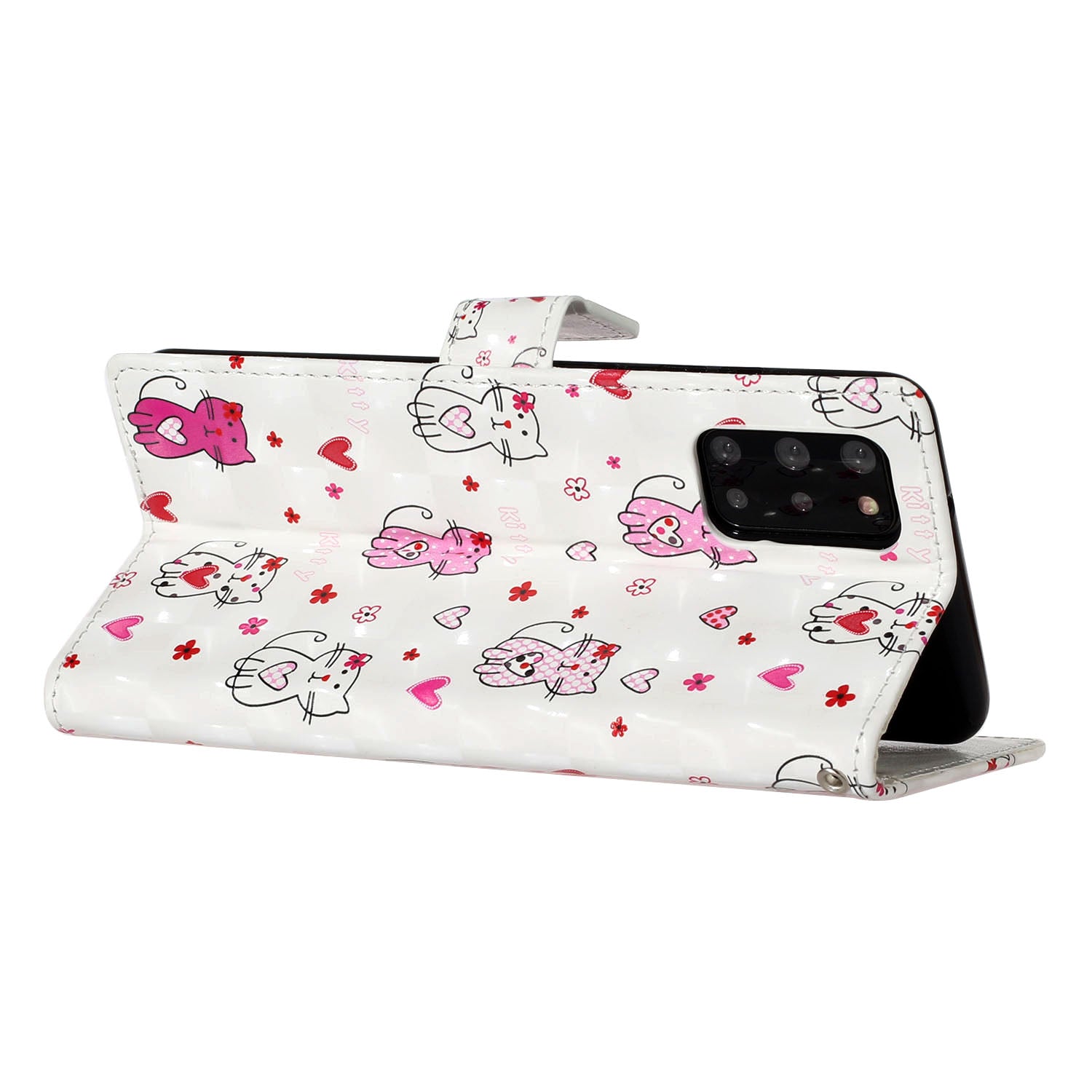 Pattern Printing Light Spot Decor Leather Case Stand Wallet Phone Cover for Samsung Galaxy S20 Plus / S20 Plus 5G - Cat