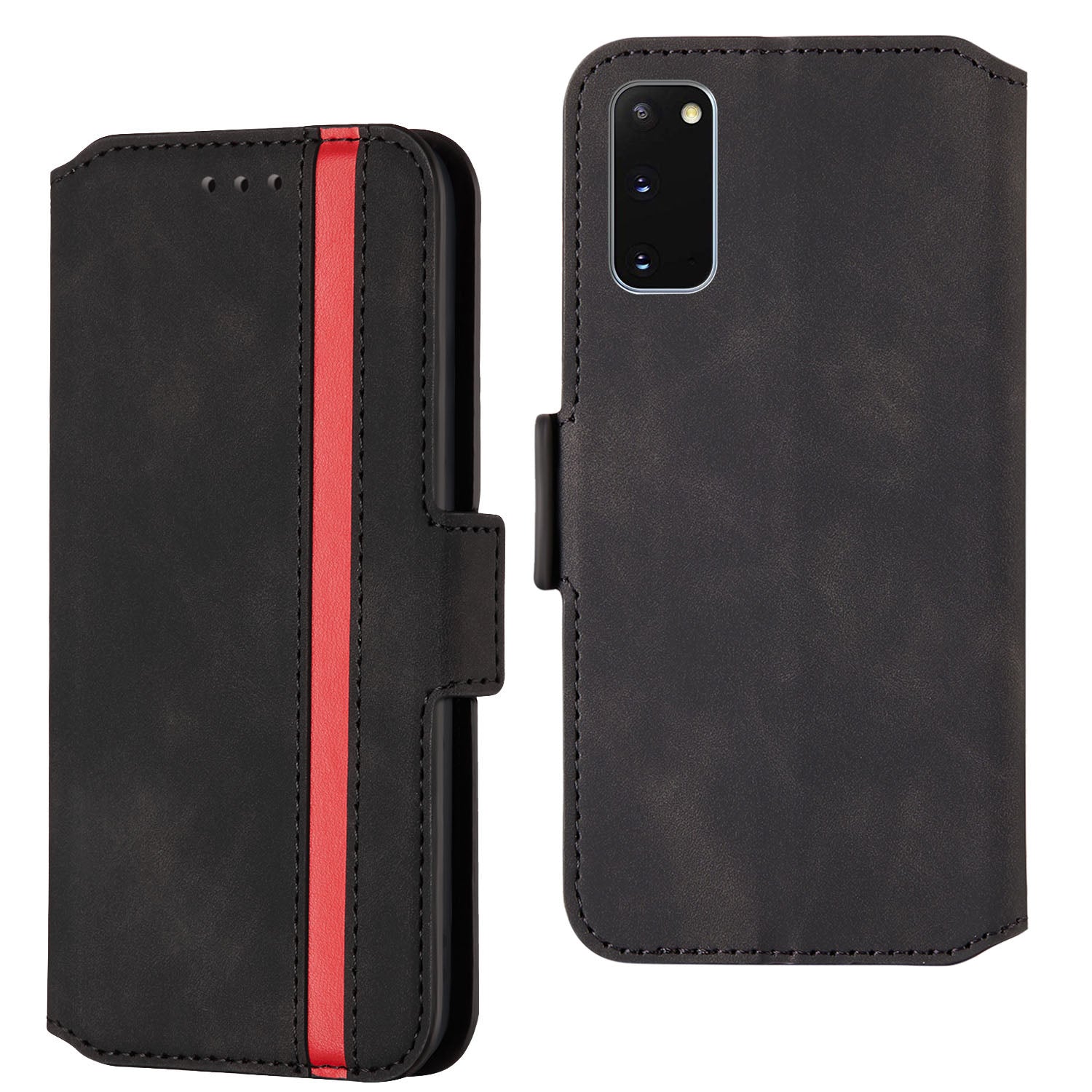 Retro Style Splicing Matte Shell Leather Phone Case with Card Slots for Samsung Galaxy S20 4G/S20 5G - Black