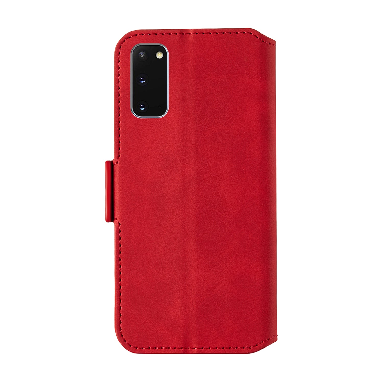 Retro Style Splicing Matte Shell Leather Phone Case with Card Slots for Samsung Galaxy S20 4G/S20 5G - Red