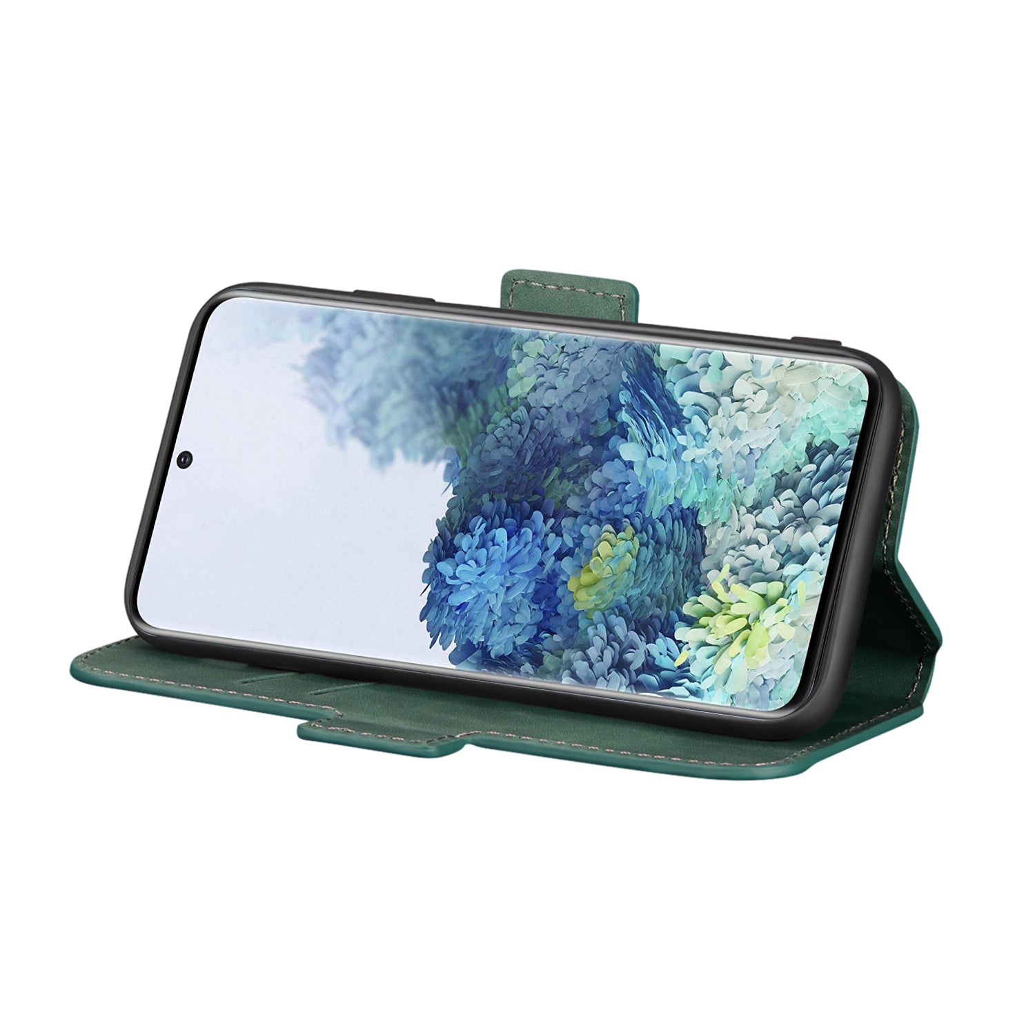 Retro Style Splicing Matte Shell Leather Phone Case with Card Slots for Samsung Galaxy S20 4G/S20 5G - Green