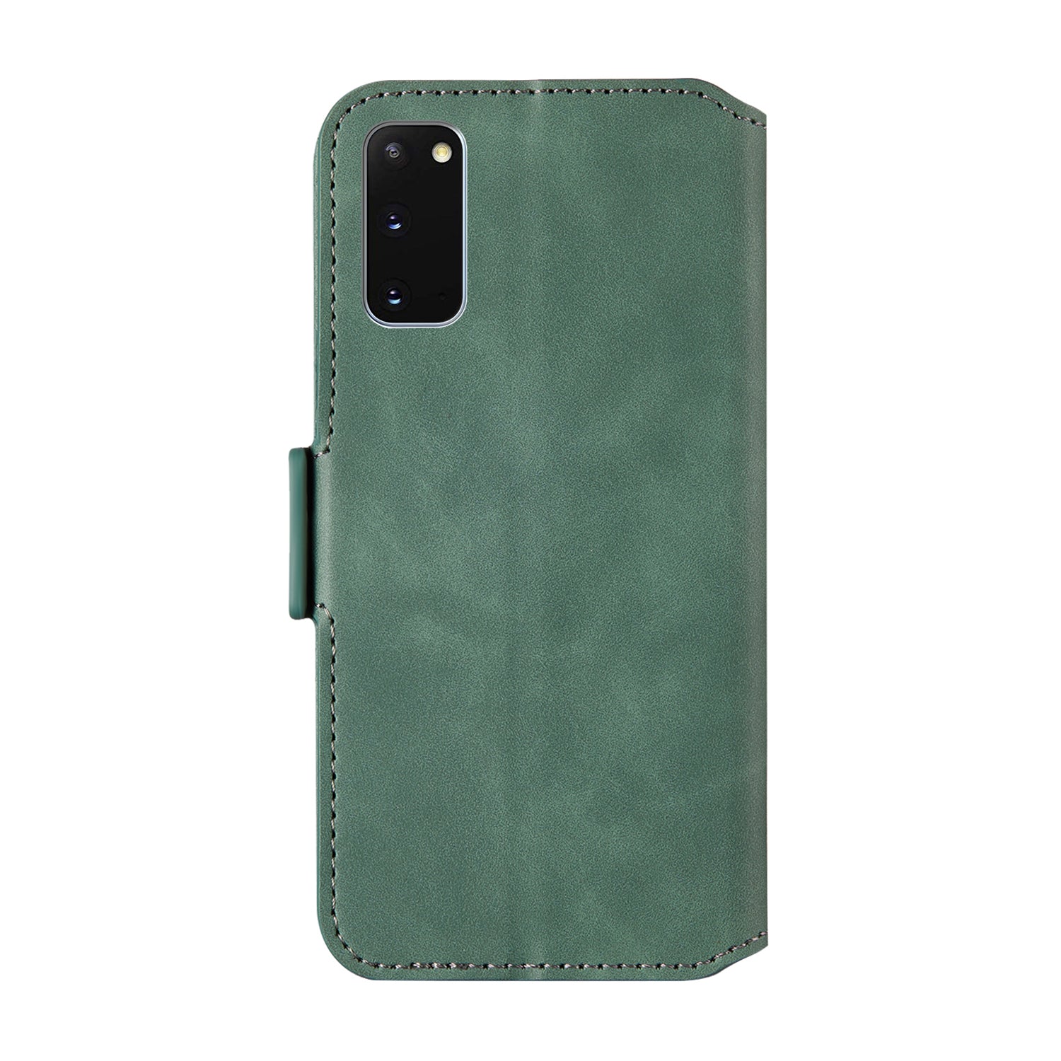 Retro Style Splicing Matte Shell Leather Phone Case with Card Slots for Samsung Galaxy S20 4G/S20 5G - Green