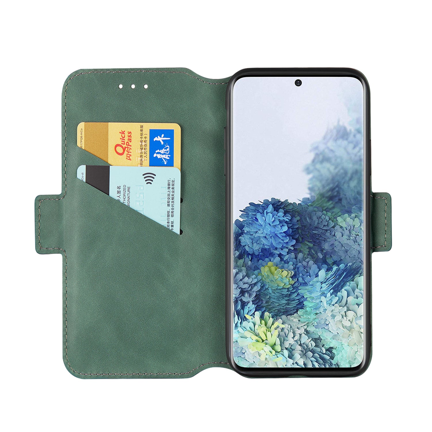 Retro Style Splicing Matte Shell Leather Phone Case with Card Slots for Samsung Galaxy S20 4G/S20 5G - Green