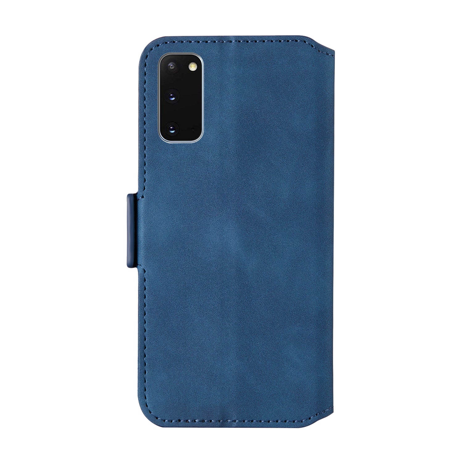 Retro Style Splicing Matte Shell Leather Phone Case with Card Slots for Samsung Galaxy S20 4G/S20 5G - Blue