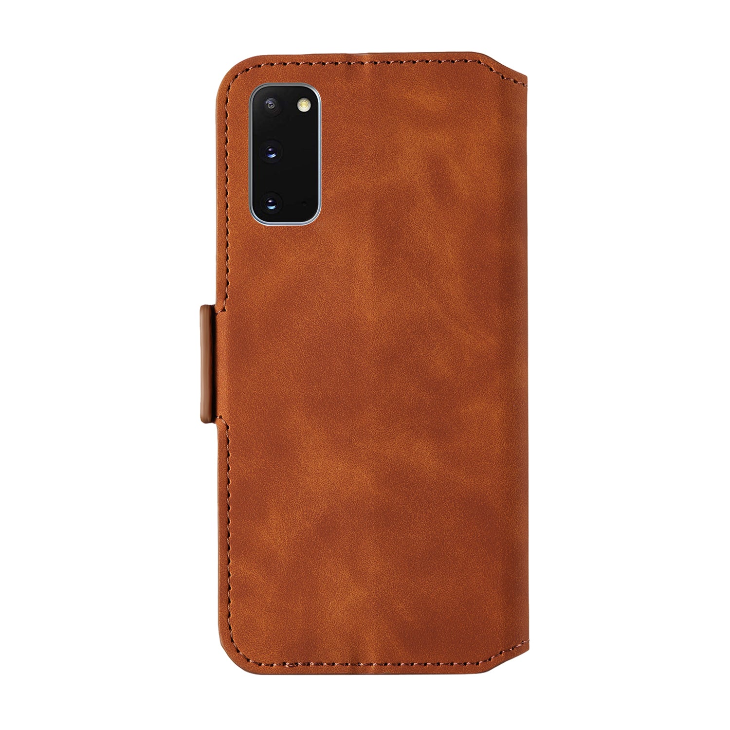 Retro Style Splicing Matte Shell Leather Phone Case with Card Slots for Samsung Galaxy S20 4G/S20 5G - Brown