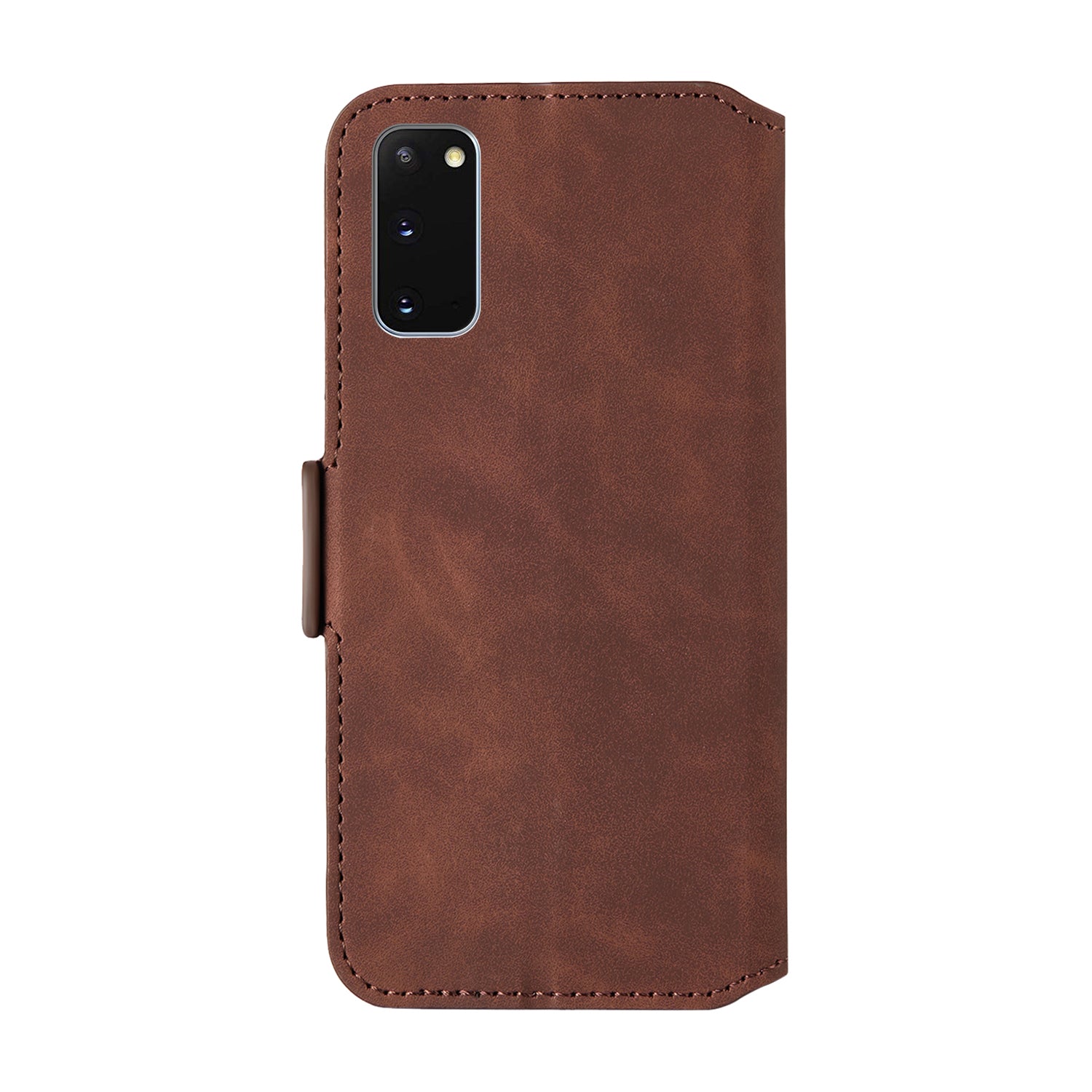 Retro Style Splicing Matte Shell Leather Phone Case with Card Slots for Samsung Galaxy S20 4G/S20 5G - Coffee