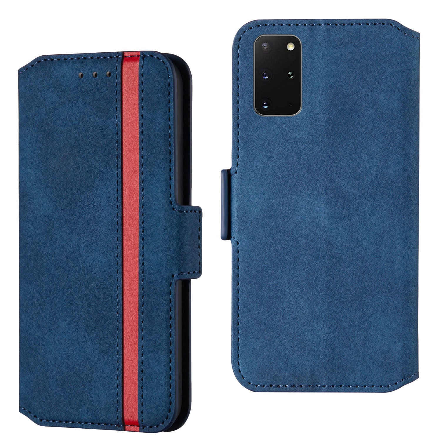 Splicing Matte Retro Style Leather Case with Card Slots for Samsung Galaxy S20 Plus/S20 Plus 5G  - Blue