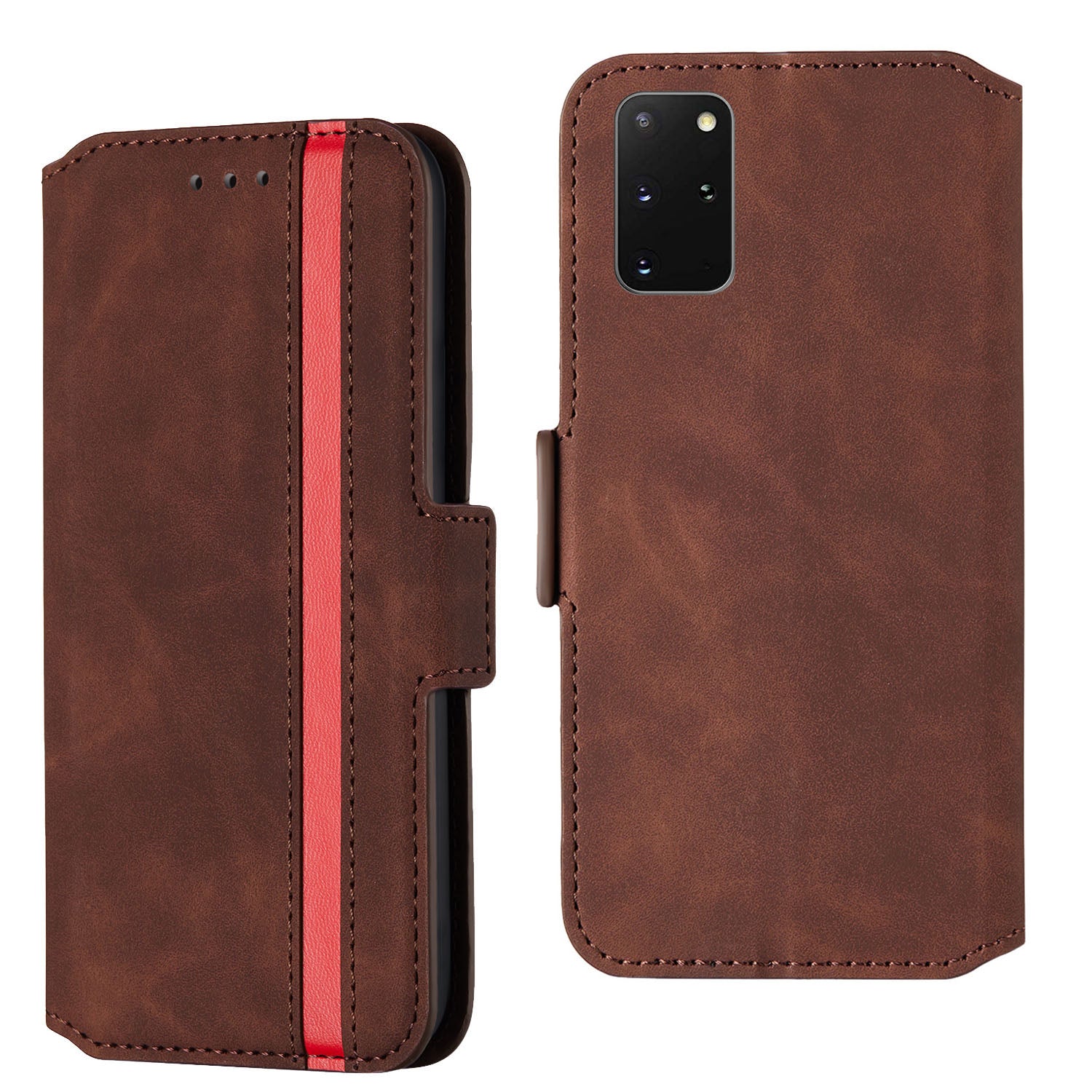 Splicing Matte Retro Style Leather Case with Card Slots for Samsung Galaxy S20 Plus/S20 Plus 5G  - Coffee