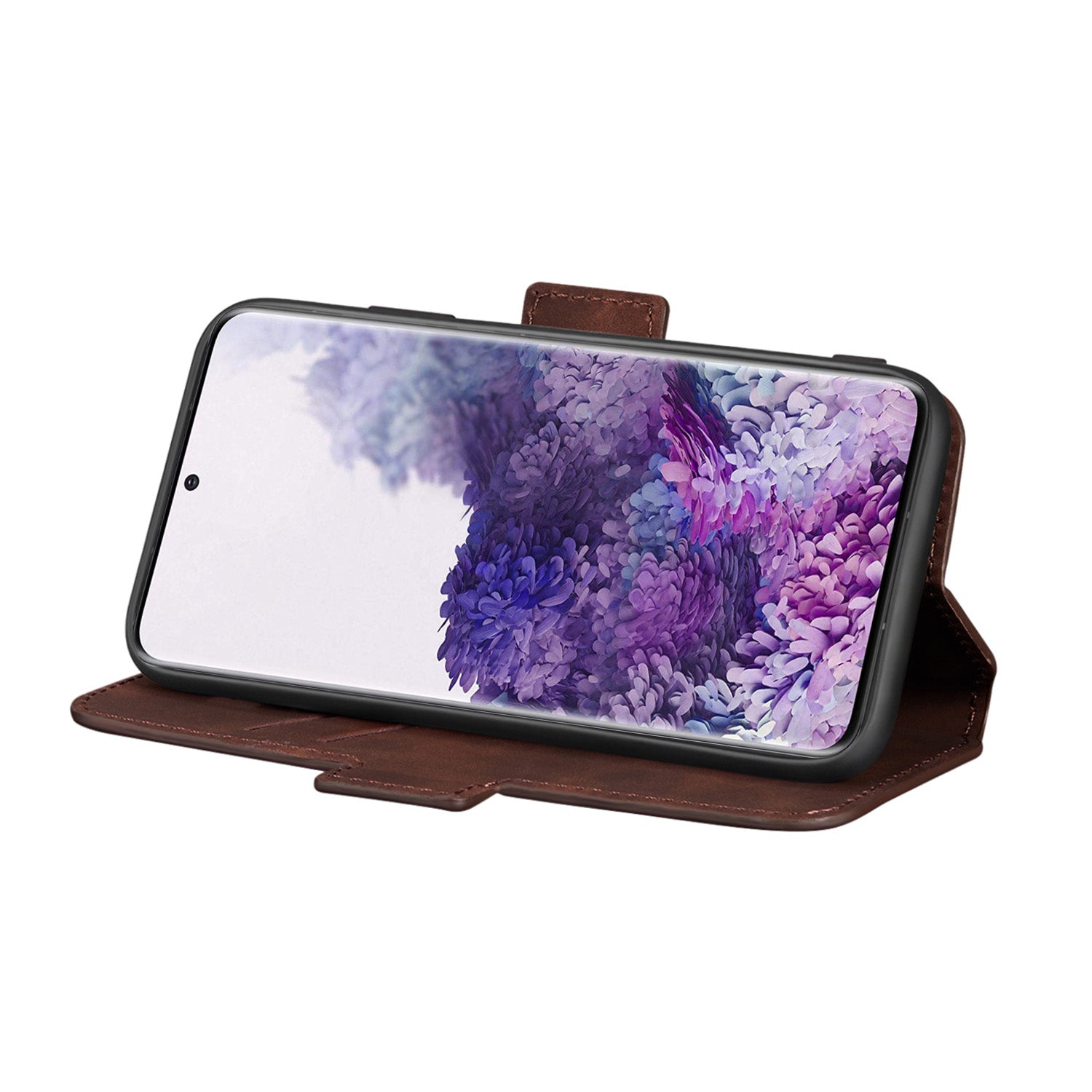 Splicing Matte Retro Style Leather Case with Card Slots for Samsung Galaxy S20 Plus/S20 Plus 5G  - Coffee